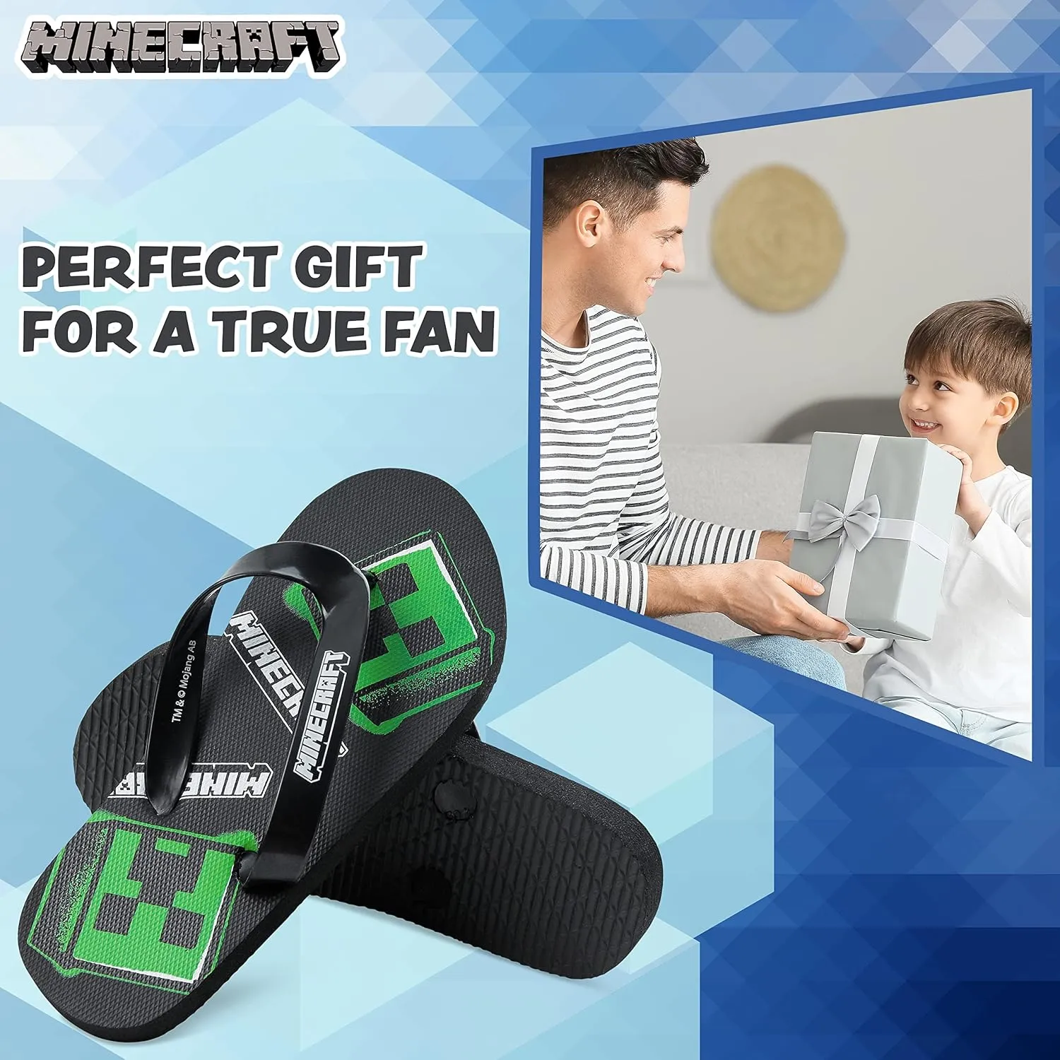 Minecraft Boys Sliders or Flip Flops for Beach and Pool - Boys Gifts