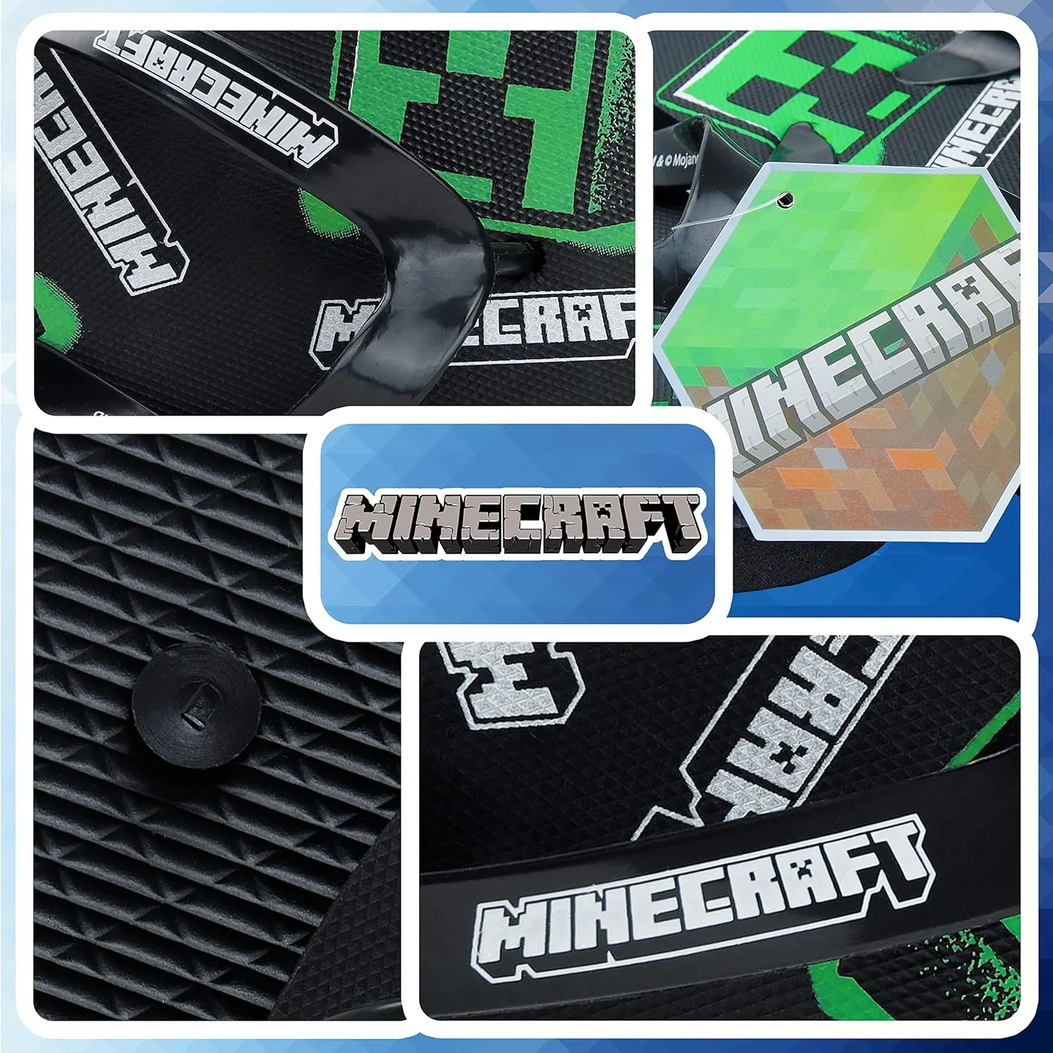Minecraft Boys Sliders or Flip Flops for Beach and Pool - Boys Gifts