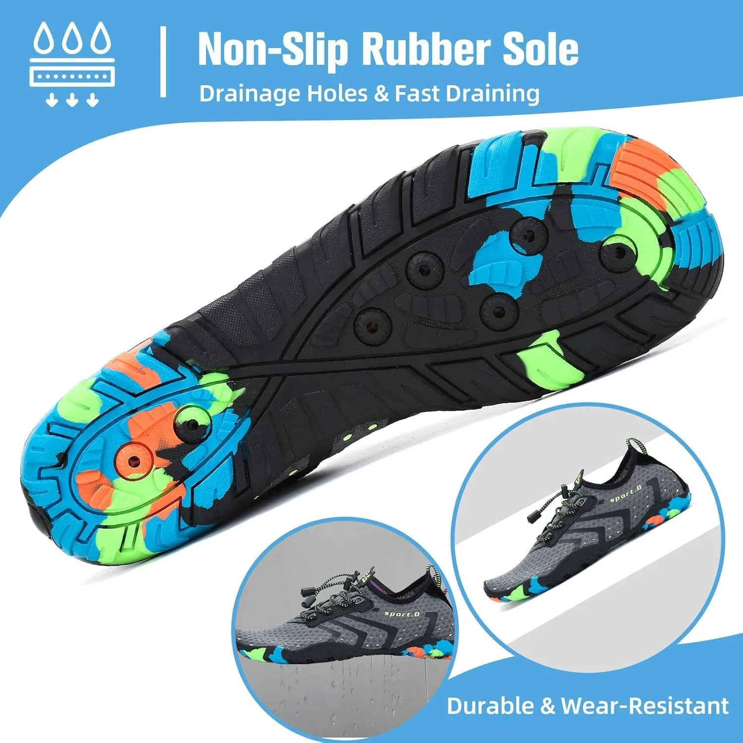 Mishansha Water Shoes for Women Men Barefoot Beach Shoe Quick Dry Aqua Swim Socks for Surfing Yoga Size 4.5-15 Women/3-13.5 Men