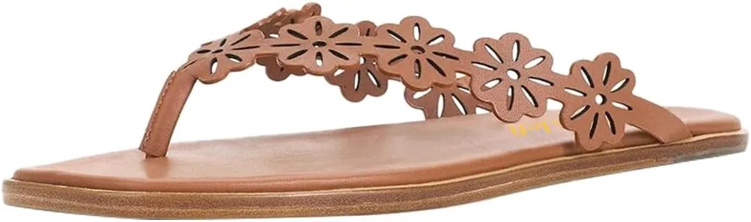 miss left Women Fashion Open Toe Floral Strap Flip Flops Slip On Comfy Thong Flat Sandals Summer Beach Casual Slippers Size 4-16 US