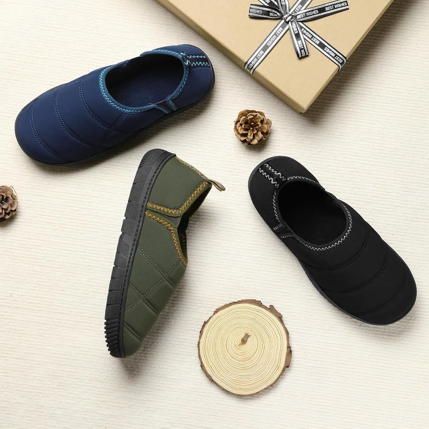 MIXIN Mens Slippers Indoor Outdoor Comfy Slip On Memory Foam House Shoes