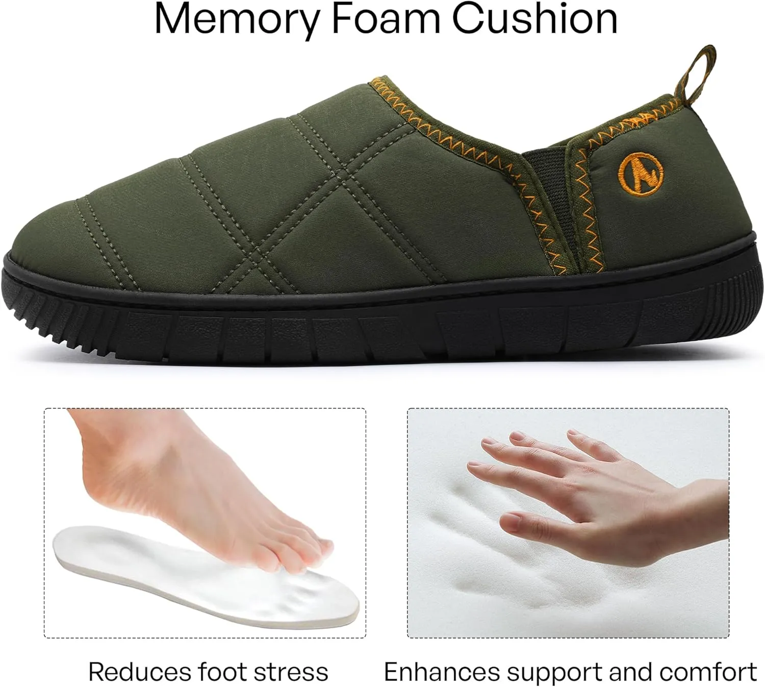 MIXIN Mens Slippers Indoor Outdoor Comfy Slip On Memory Foam House Shoes