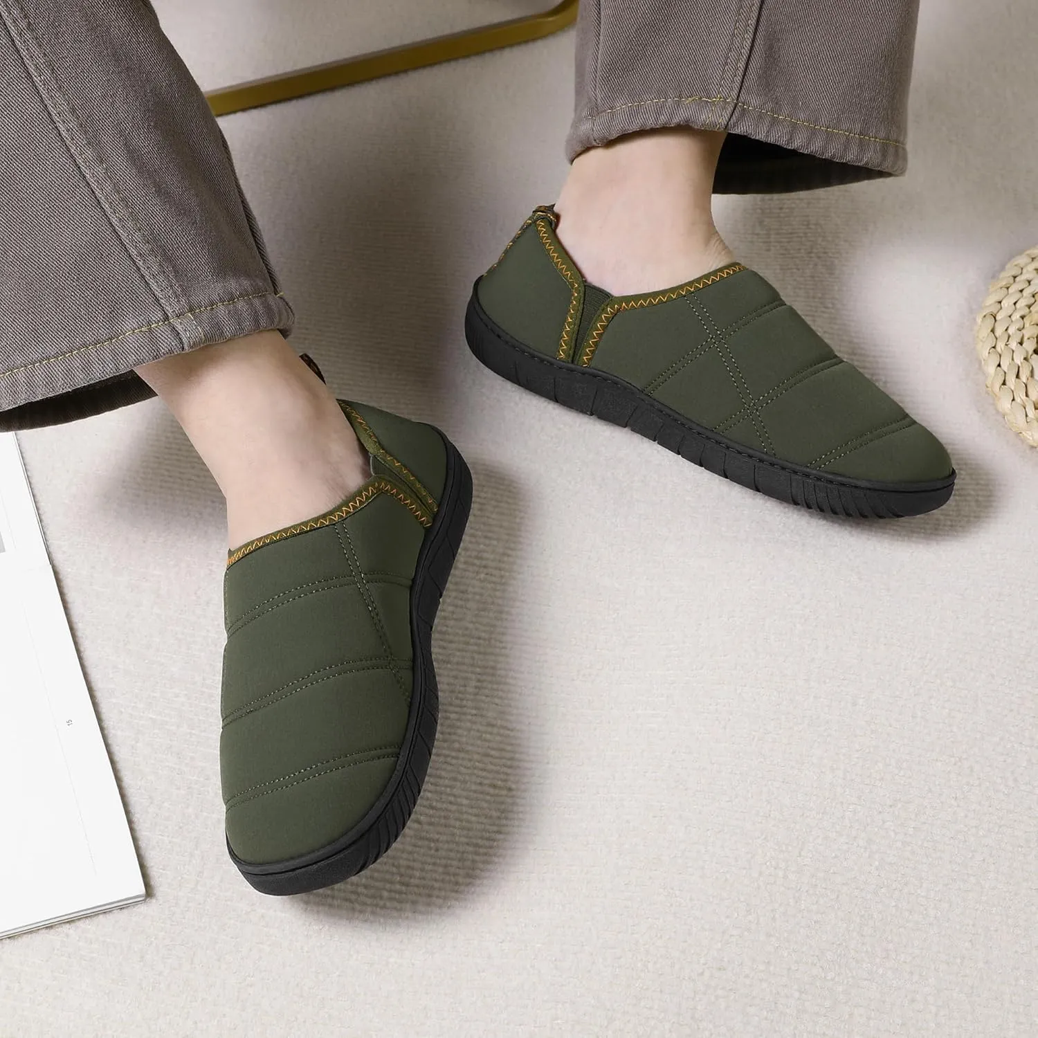MIXIN Mens Slippers Indoor Outdoor Comfy Slip On Memory Foam House Shoes