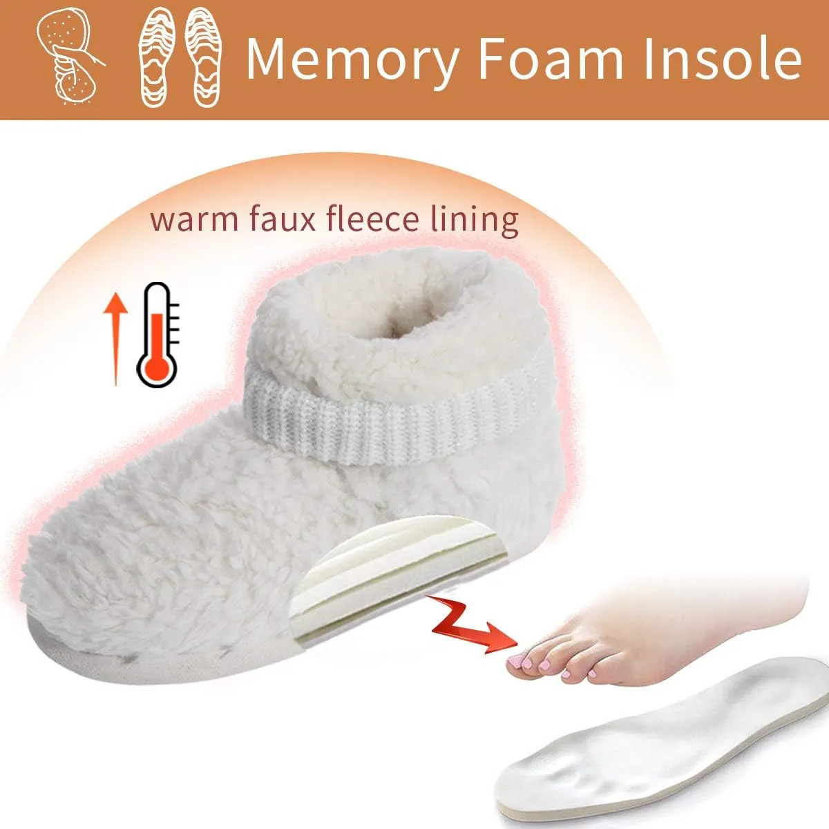 MIXIN Women's Comfort Warm Faux Fleece Fuzzy Ankle Bootie Slippers Plush Lining Slip-on House Shoes Anti-Slip Sole Indoor/Outdoor
