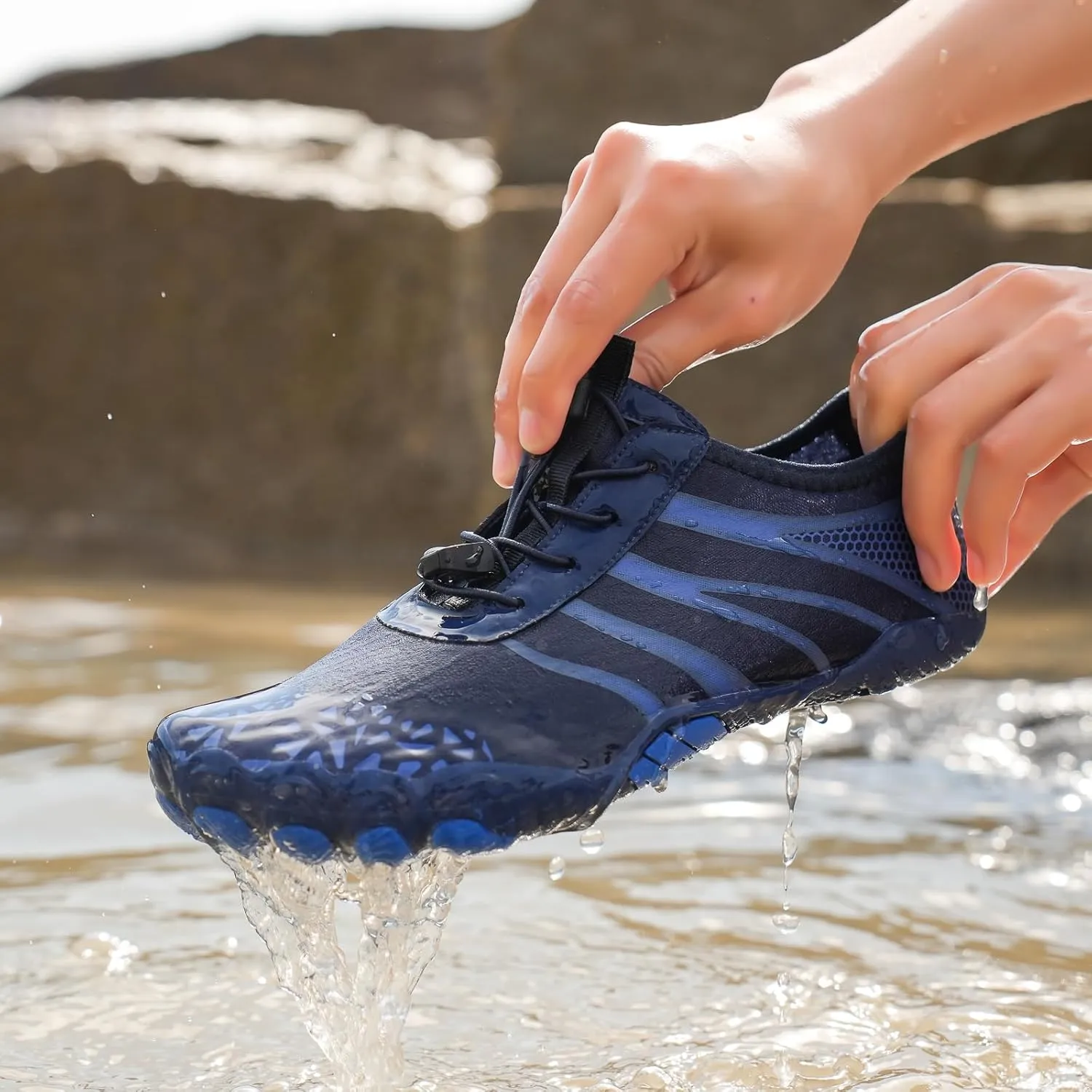 MOCHINI Hike Barefoot Shoes Grounded Footwear for Womens Men Non-Slip Wide Toe Neuropathy Beach Pool Aqua Swimming Surf Hiking Walking Quick Dry Water Shoes