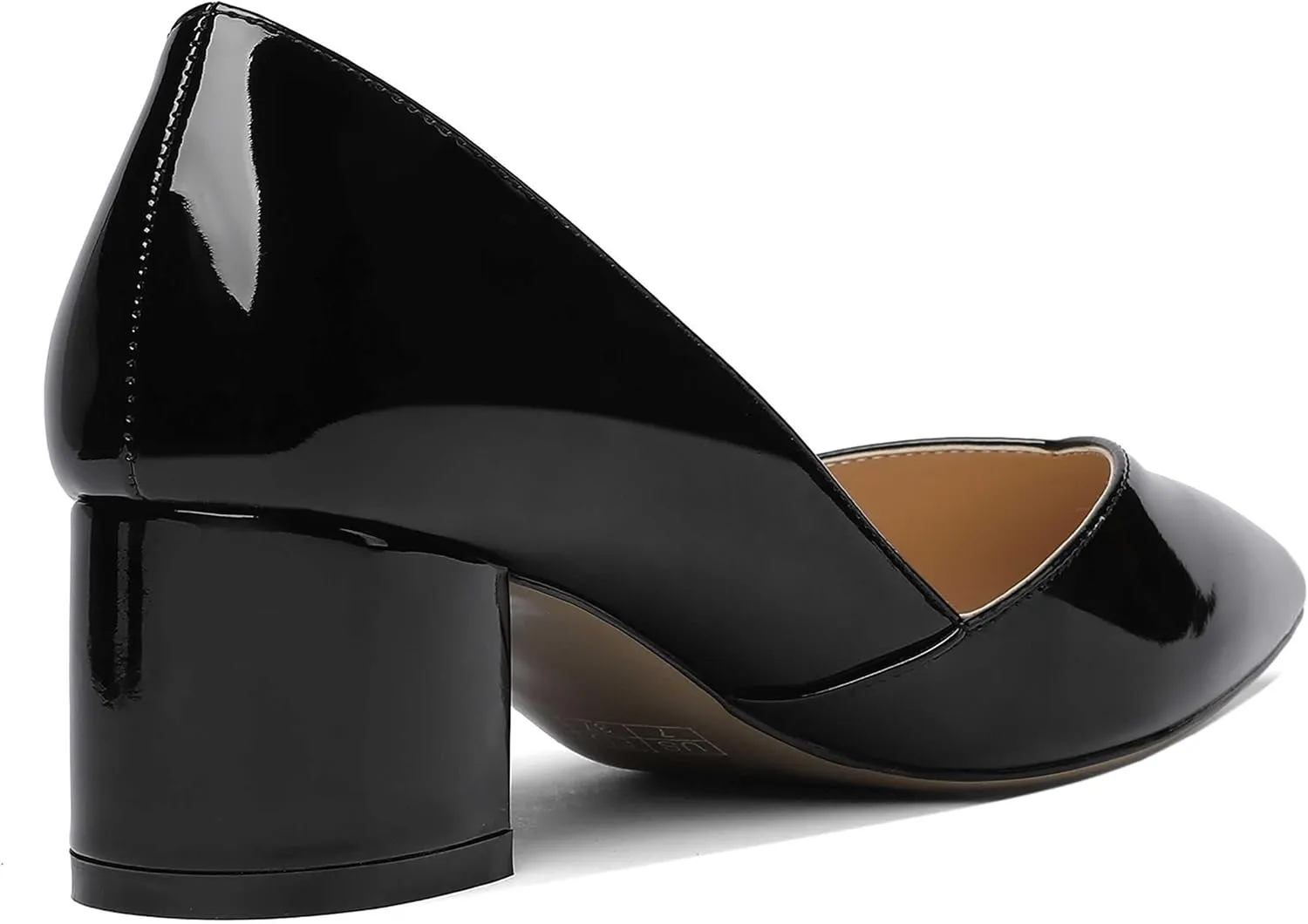 MODENCOCO Women's Patent Slip On Pointed Toe Cut Out Chunky Low Heel Pumps Shoes 2 Inch