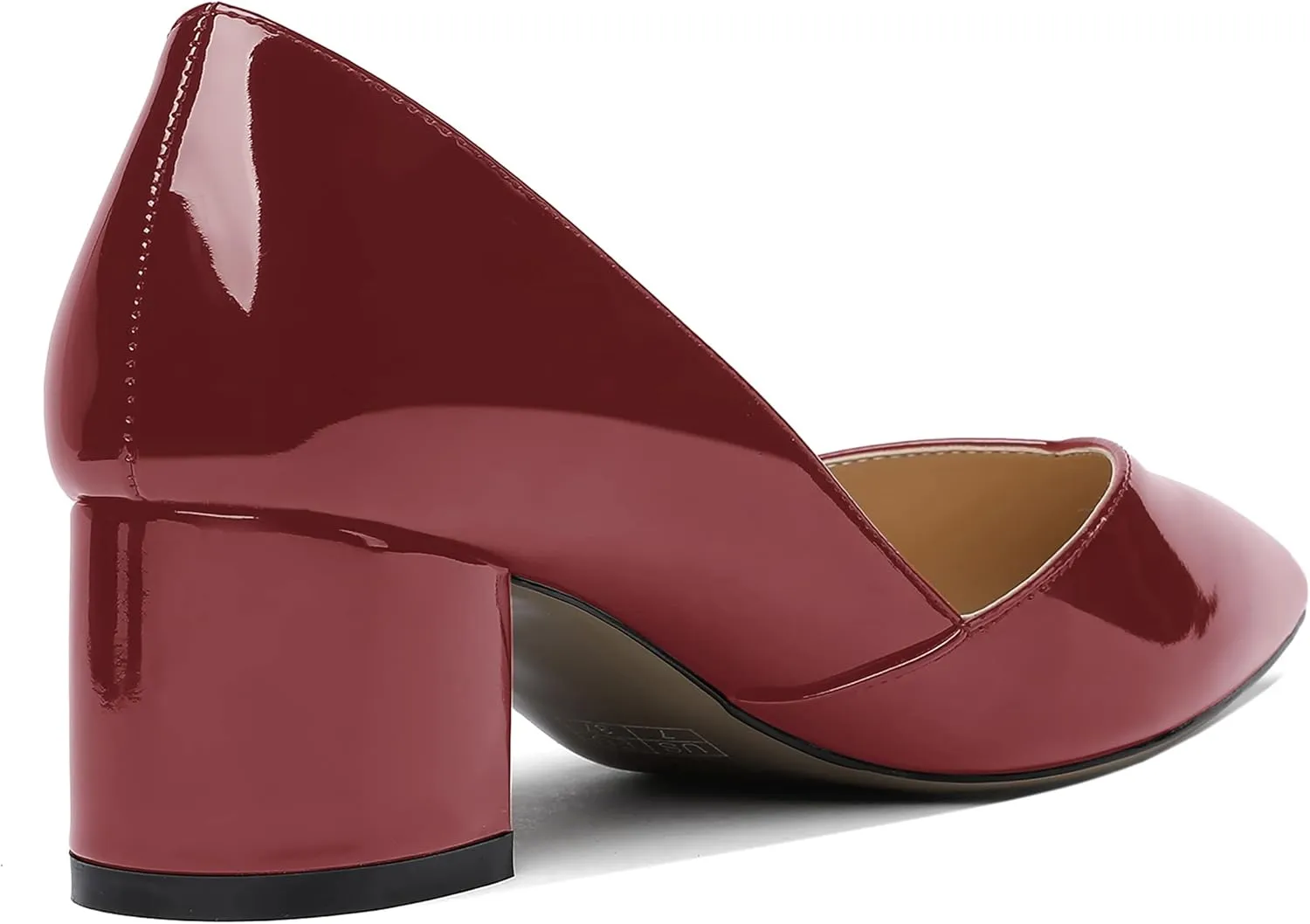 MODENCOCO Women's Patent Slip On Pointed Toe Cut Out Chunky Low Heel Pumps Shoes 2 Inch