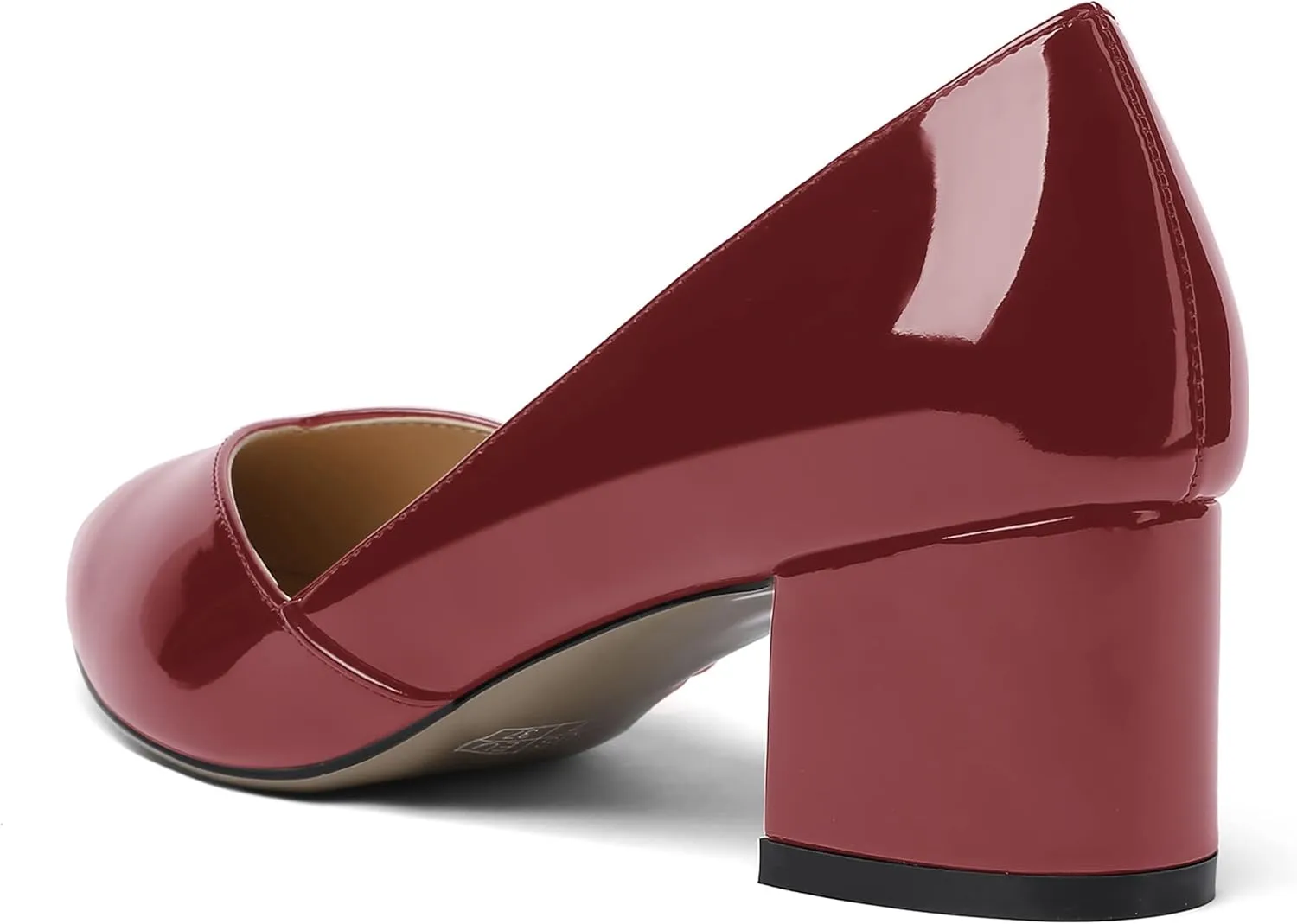 MODENCOCO Women's Patent Slip On Pointed Toe Cut Out Chunky Low Heel Pumps Shoes 2 Inch
