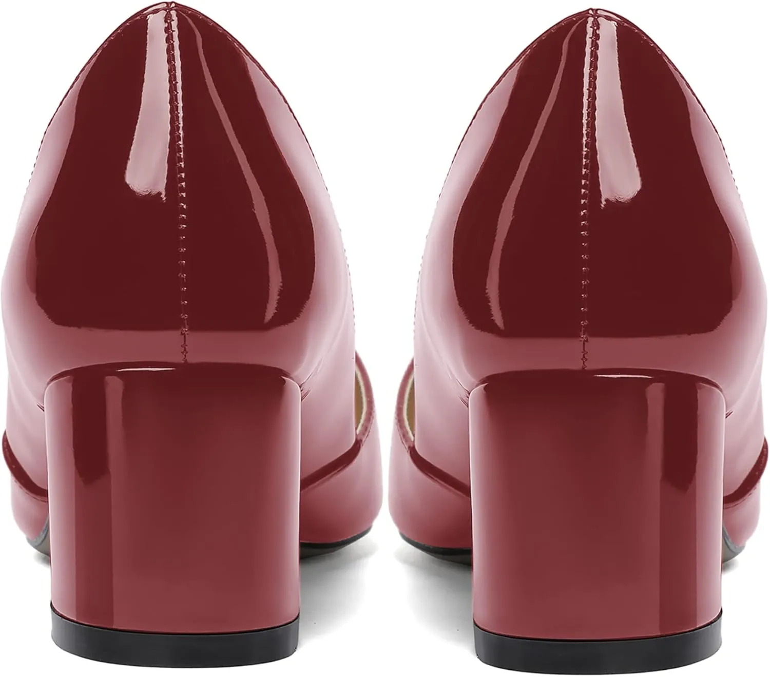 MODENCOCO Women's Patent Slip On Pointed Toe Cut Out Chunky Low Heel Pumps Shoes 2 Inch