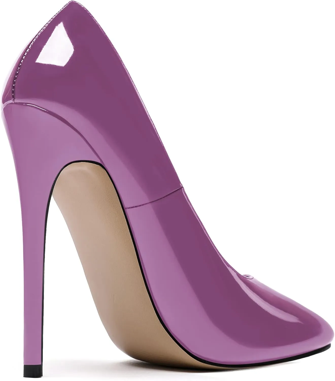 MODENCOCO Women's Slip On Patent Round Toe Stiletto High Heel Pumps Shoes 4.5 Inch