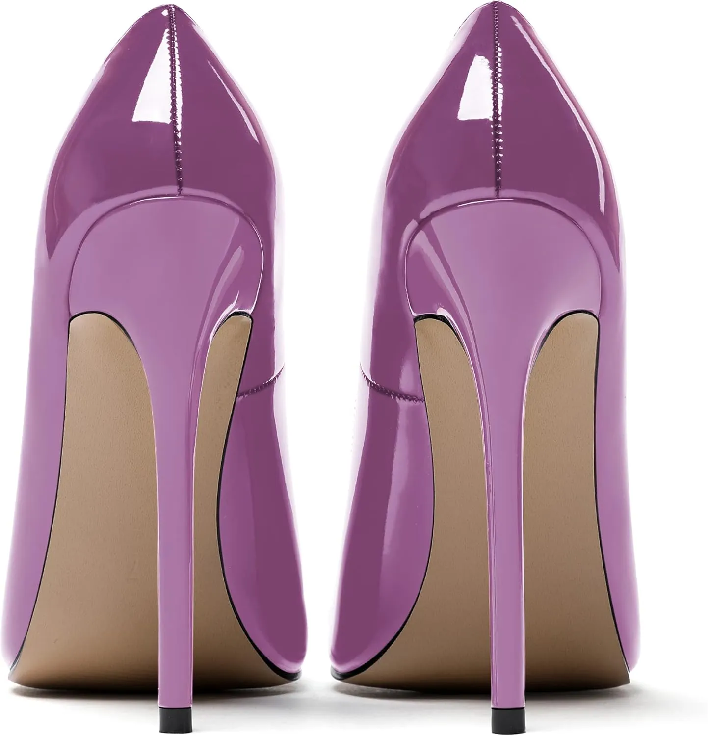MODENCOCO Women's Slip On Patent Round Toe Stiletto High Heel Pumps Shoes 4.5 Inch