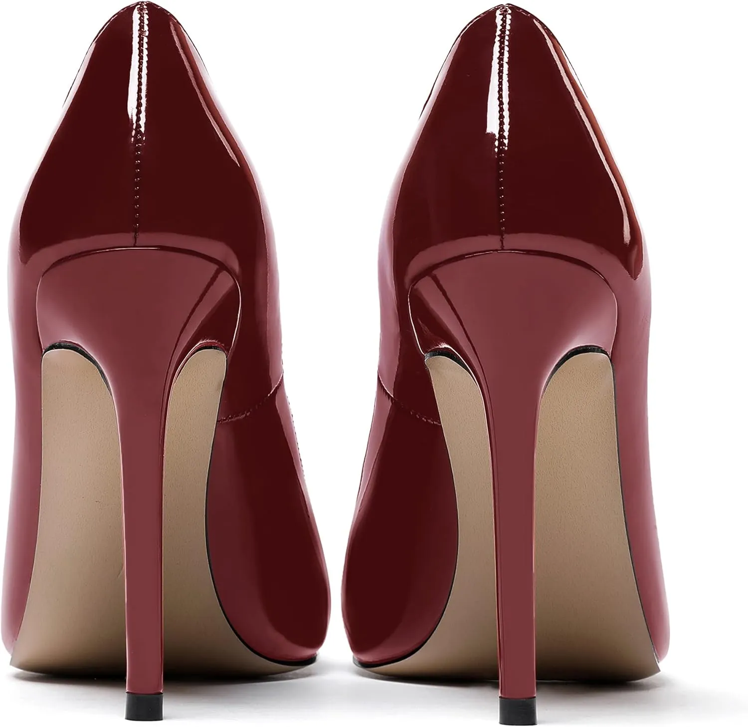 MODENCOCO Women's Slip On Round Toe Patent Solid Stiletto High Heel Pumps Shoes 4 Inch