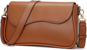 molshine Women's Crossbody Bag, PU Leather Square Flapover Shoulder Bags, Stylish Flip Cover Mailman Bag Tote Purses Satchel
