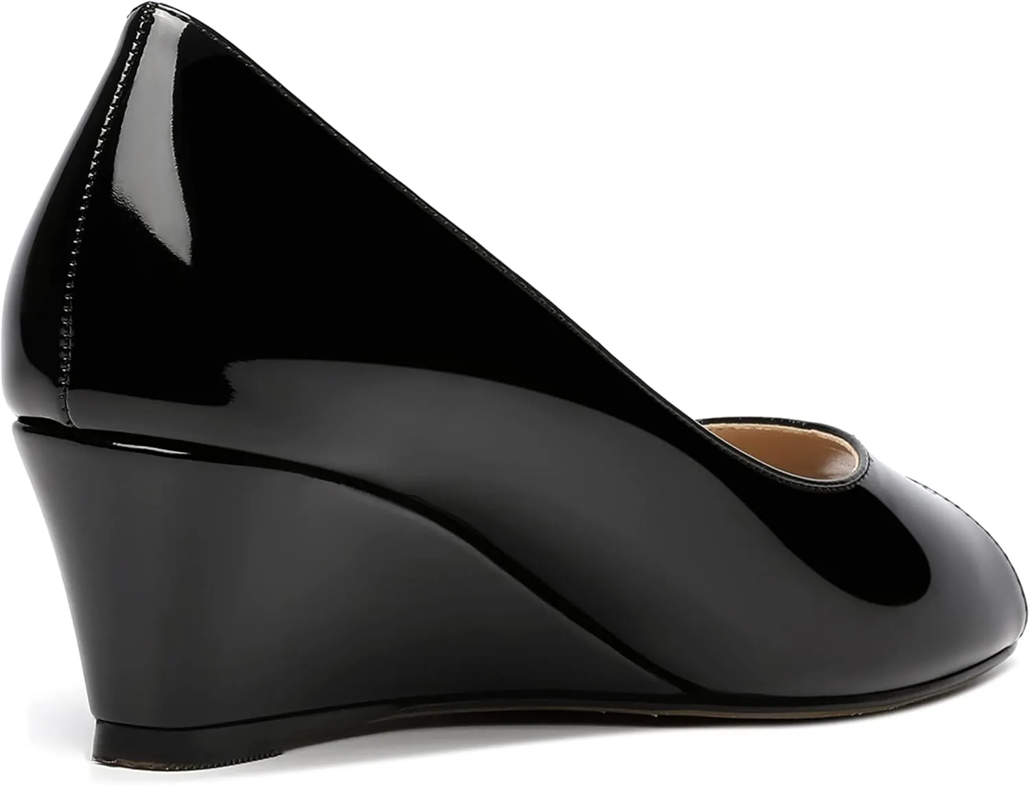 MOVINSTEPS Womens Patent Peep Toe Fashion Slip On Party Open Toe Wedge Low Heel Pumps Shoes 2 Inch