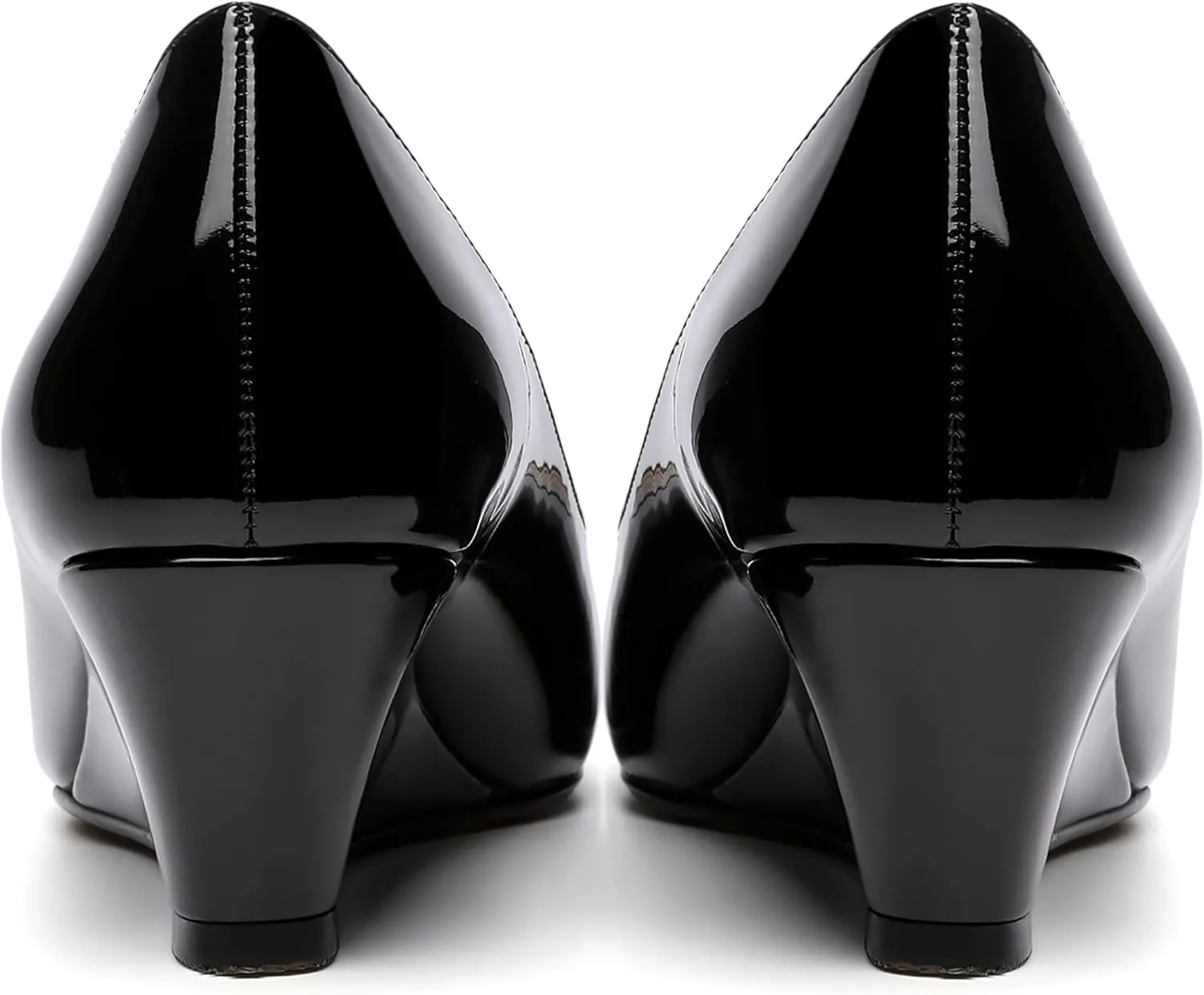 MOVINSTEPS Womens Patent Peep Toe Fashion Slip On Party Open Toe Wedge Low Heel Pumps Shoes 2 Inch