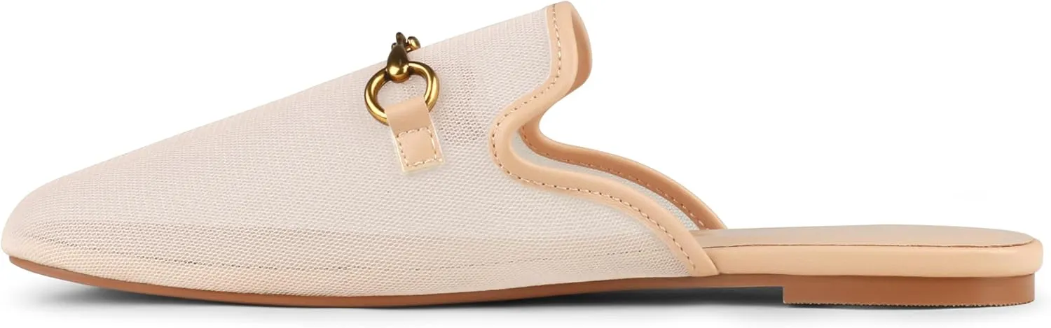 Mules for Women, Round Toe Backless Slip On Mule Flats Loafers Backless Faux Fur Slides Mules Shoes