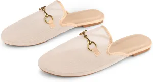 Mules for Women, Round Toe Backless Slip On Mule Flats Loafers Backless Faux Fur Slides Mules Shoes