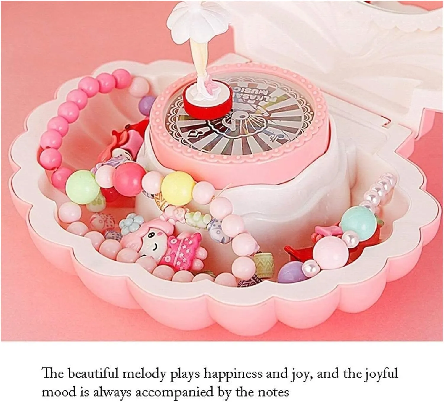 Music Box Colorful Flash Shell Music Box Girl's Musical Jewelry Storage Box with Ballerina Music Jewelry Box. Gift for Lover Gifts