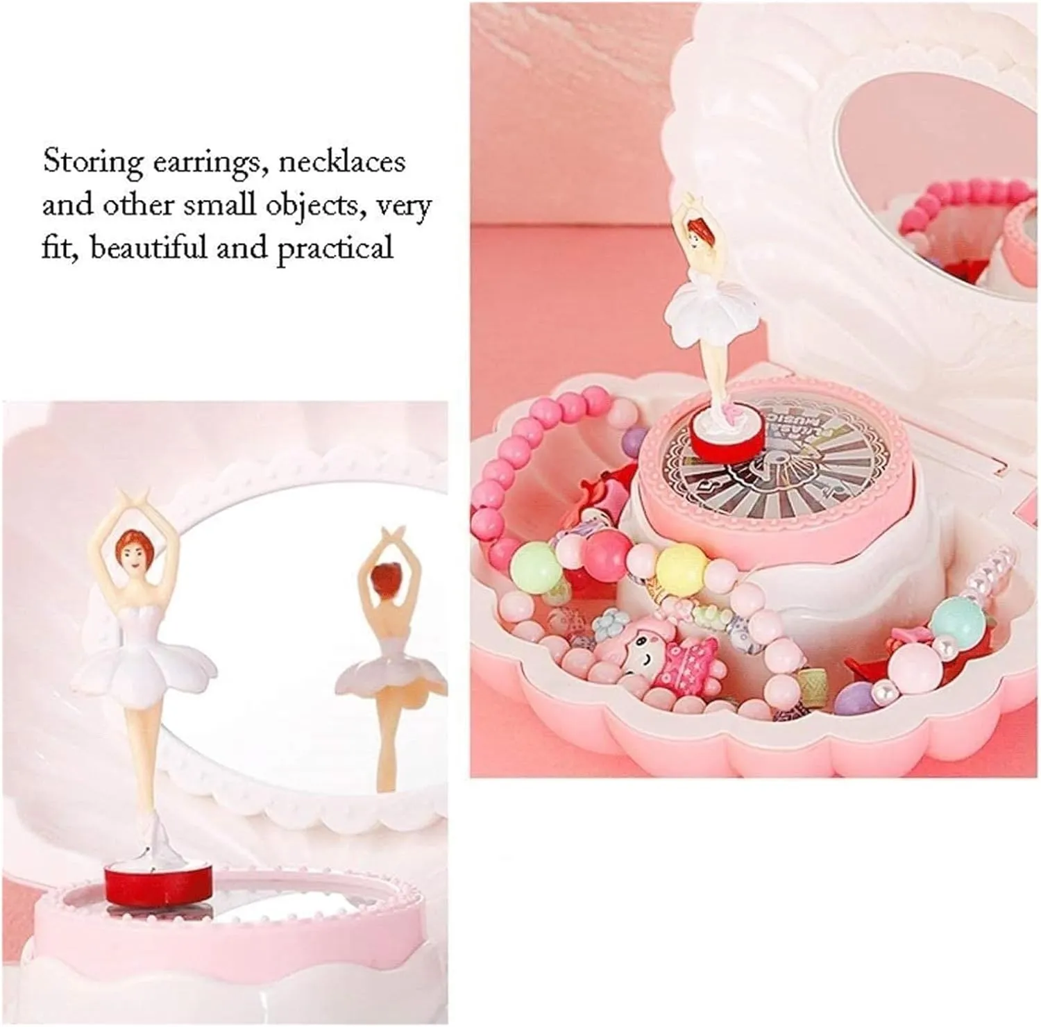 Music Box Colorful Flash Shell Music Box Girl's Musical Jewelry Storage Box with Ballerina Music Jewelry Box. Gift for Lover Gifts