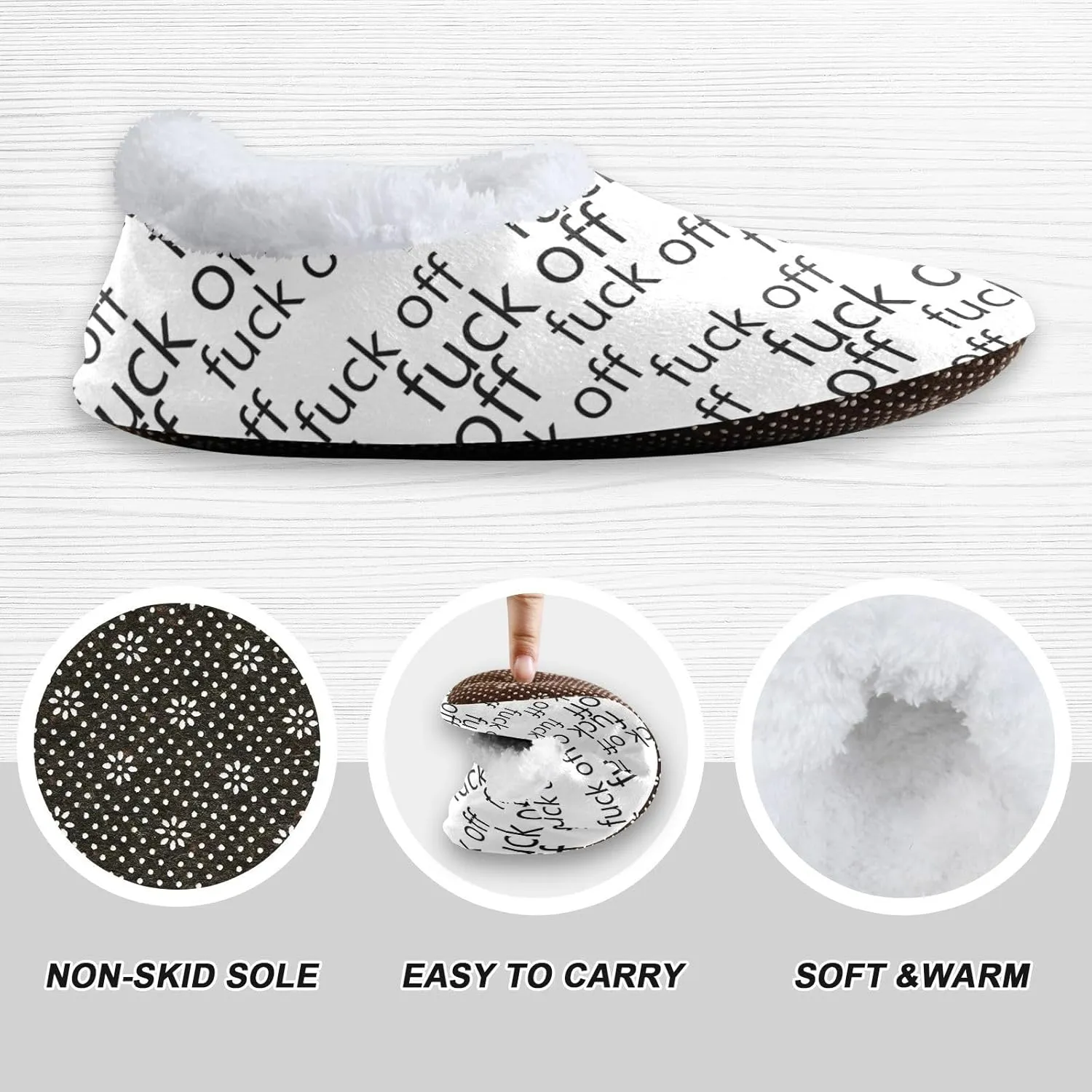 Naanle Women's Fuzzy Fur Fuck Off Comfy Fleece Bedroom Shoes Home Slippers