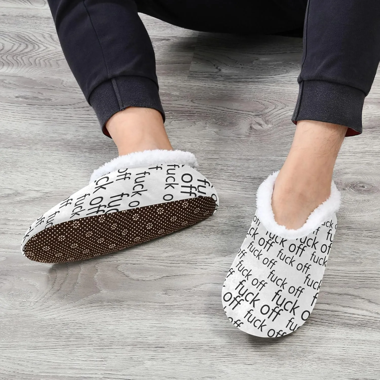 Naanle Women's Fuzzy Fur Fuck Off Comfy Fleece Bedroom Shoes Home Slippers