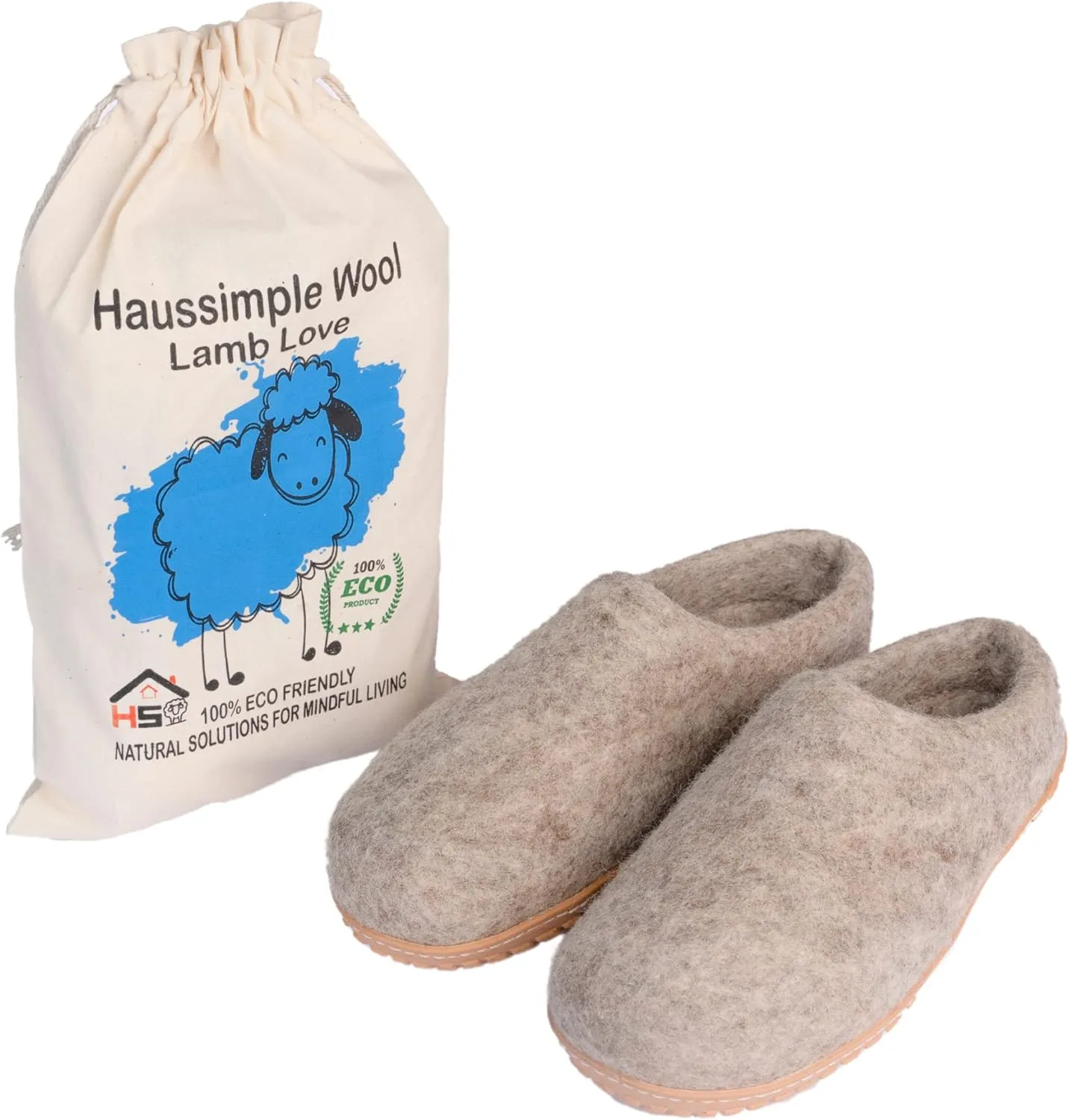 Natural Grey Handmade Wool Clogs Unisex Slip-on Slippers, Women Gray Comfy Slip-on Room Slippers, Unisex Sheep wool slip on home shoes Gift