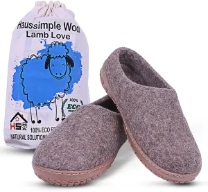 Natural Grey Handmade Wool Clogs Unisex Slip-on Slippers, Women Gray Comfy Slip-on Room Slippers, Unisex Sheep wool slip on home shoes Gift