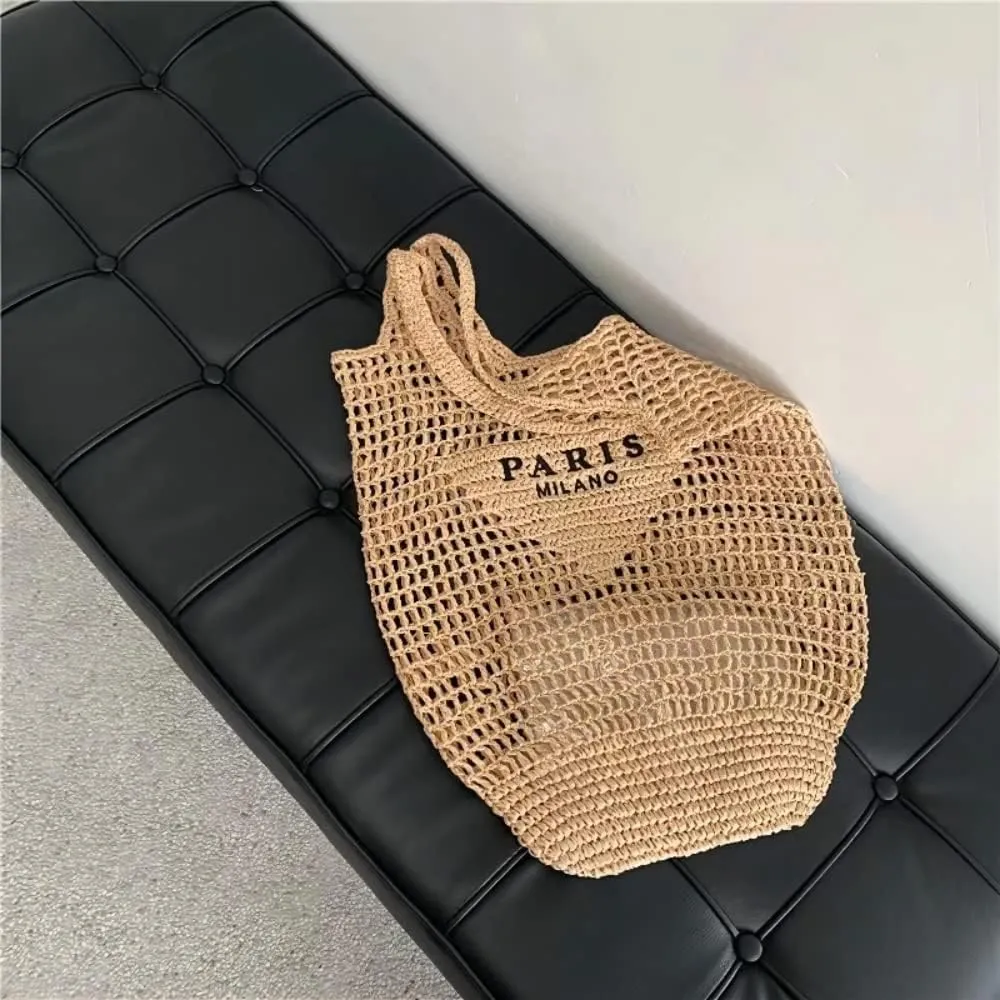 New Woven Bag, Straw Mesh Tote Bag, Beach, Shoulder Bag, Hobo Women, Foldable Large Capacity, for Holiday.