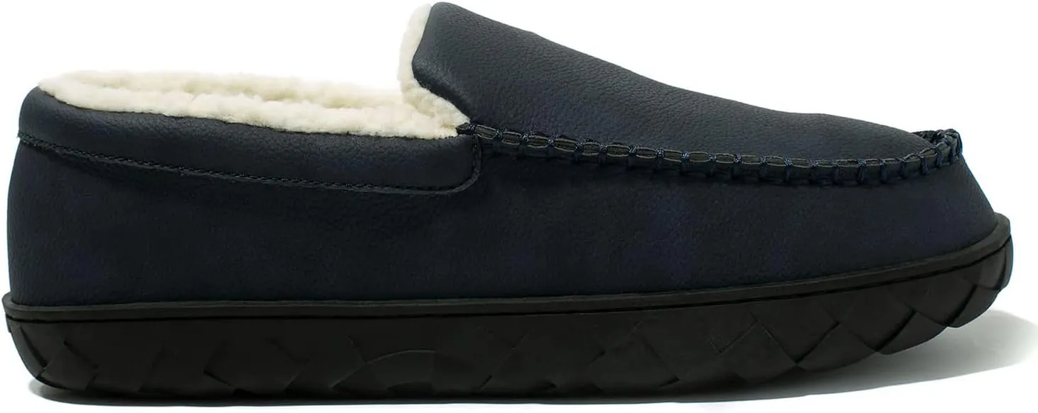 NewDenBer Men's Moccasin Slippers Warm Memory Foam Suede Soft Plush Lined Slip on Indoor Outdoor House Shoes