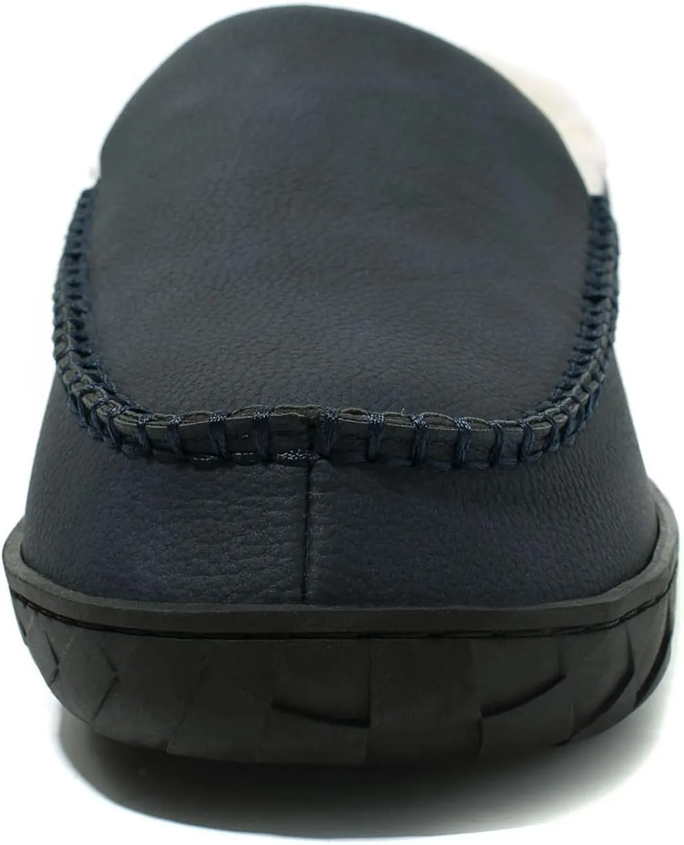 NewDenBer Men's Moccasin Slippers Warm Memory Foam Suede Soft Plush Lined Slip on Indoor Outdoor House Shoes