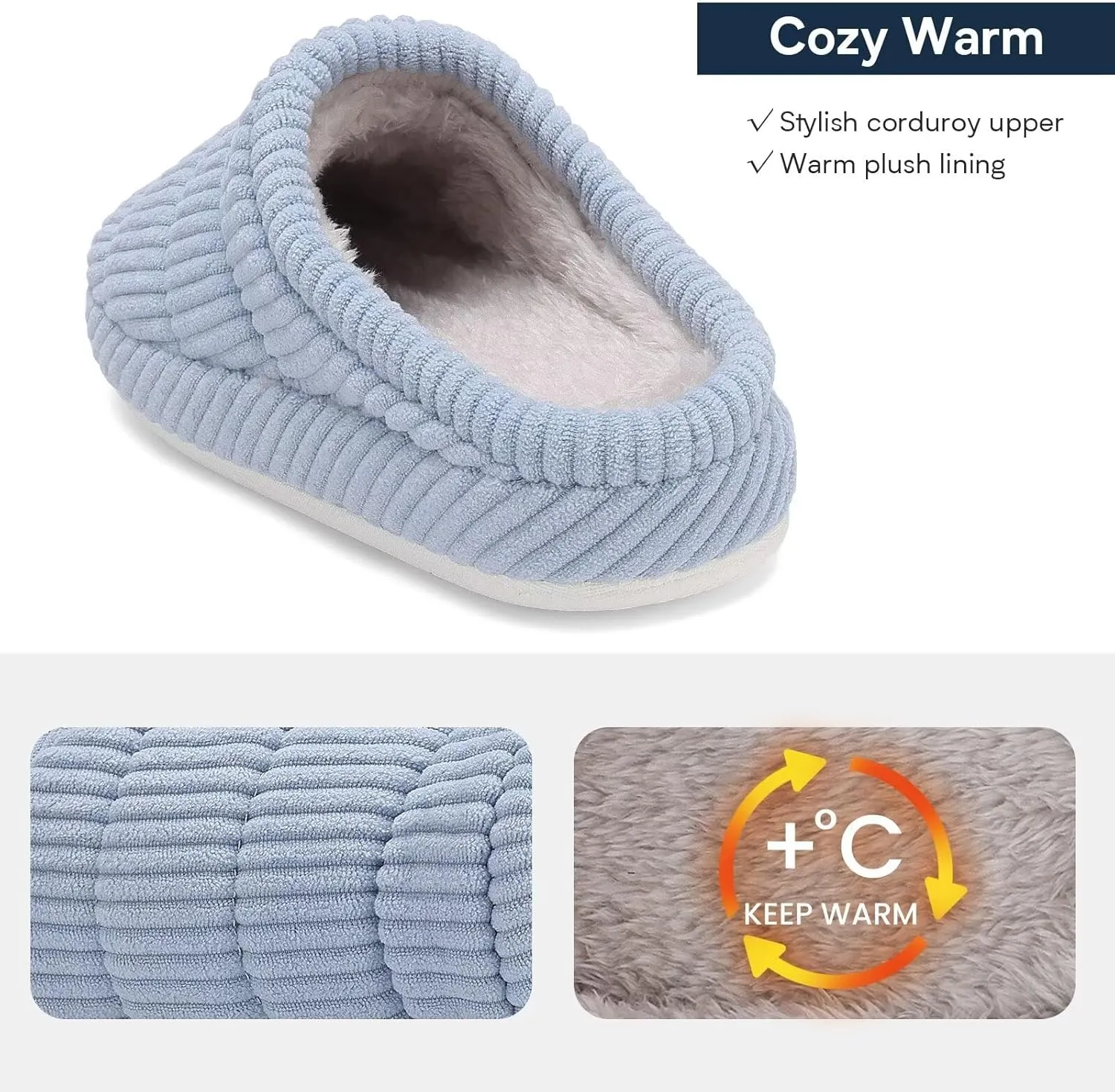 NineCiFun Women's Fuzzy House Slippers Corduroy Memory Foam Warm Slip On Slippers Comfy Bedroom Indoor Outdoor Shoes
