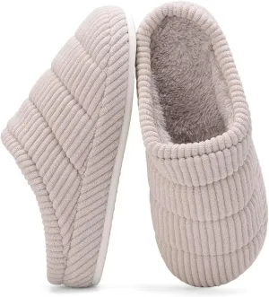 NineCiFun Women's Fuzzy House Slippers Corduroy Memory Foam Warm Slip On Slippers Comfy Bedroom Indoor Outdoor Shoes