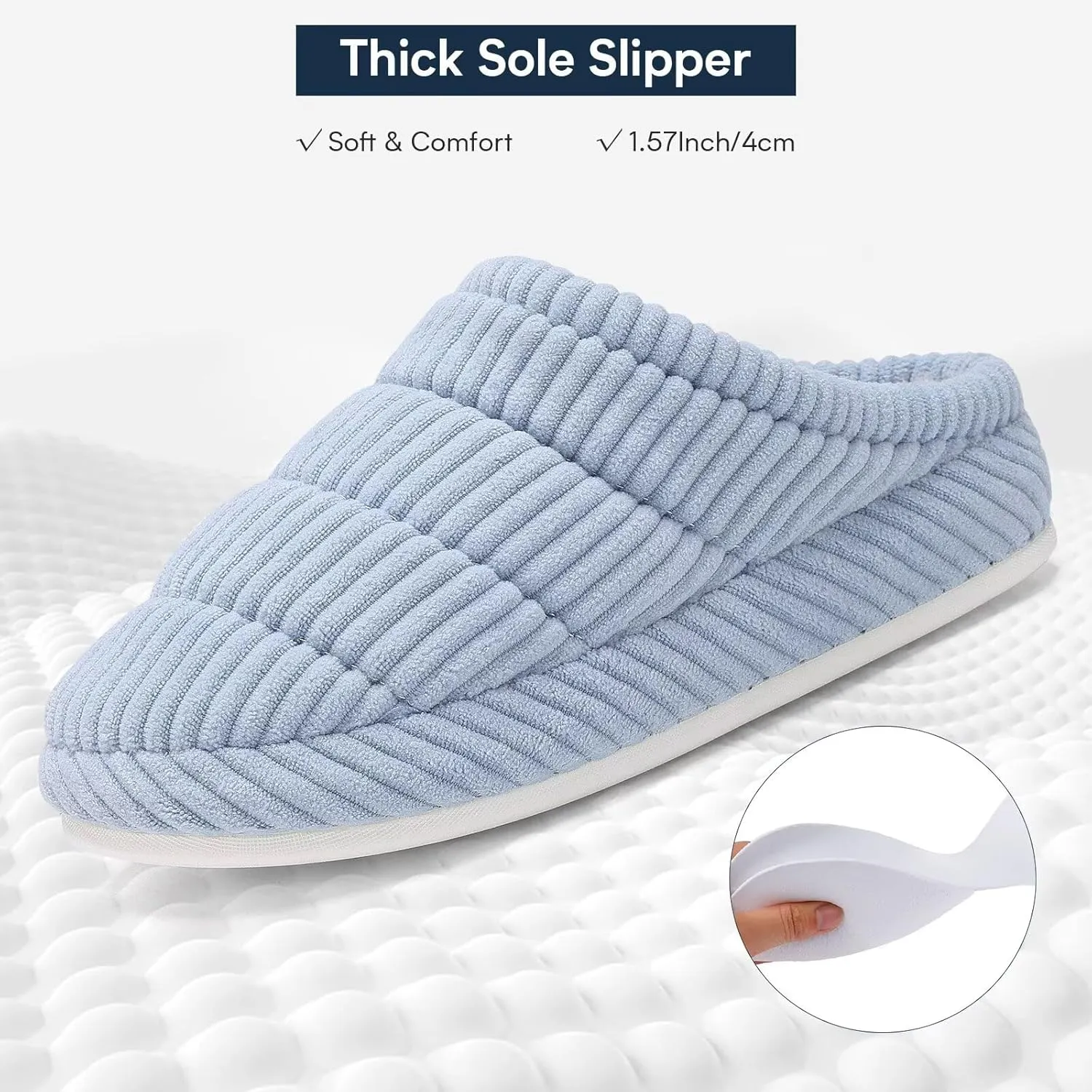 NineCiFun Women's Fuzzy House Slippers Corduroy Memory Foam Warm Slip On Slippers Comfy Bedroom Indoor Outdoor Shoes