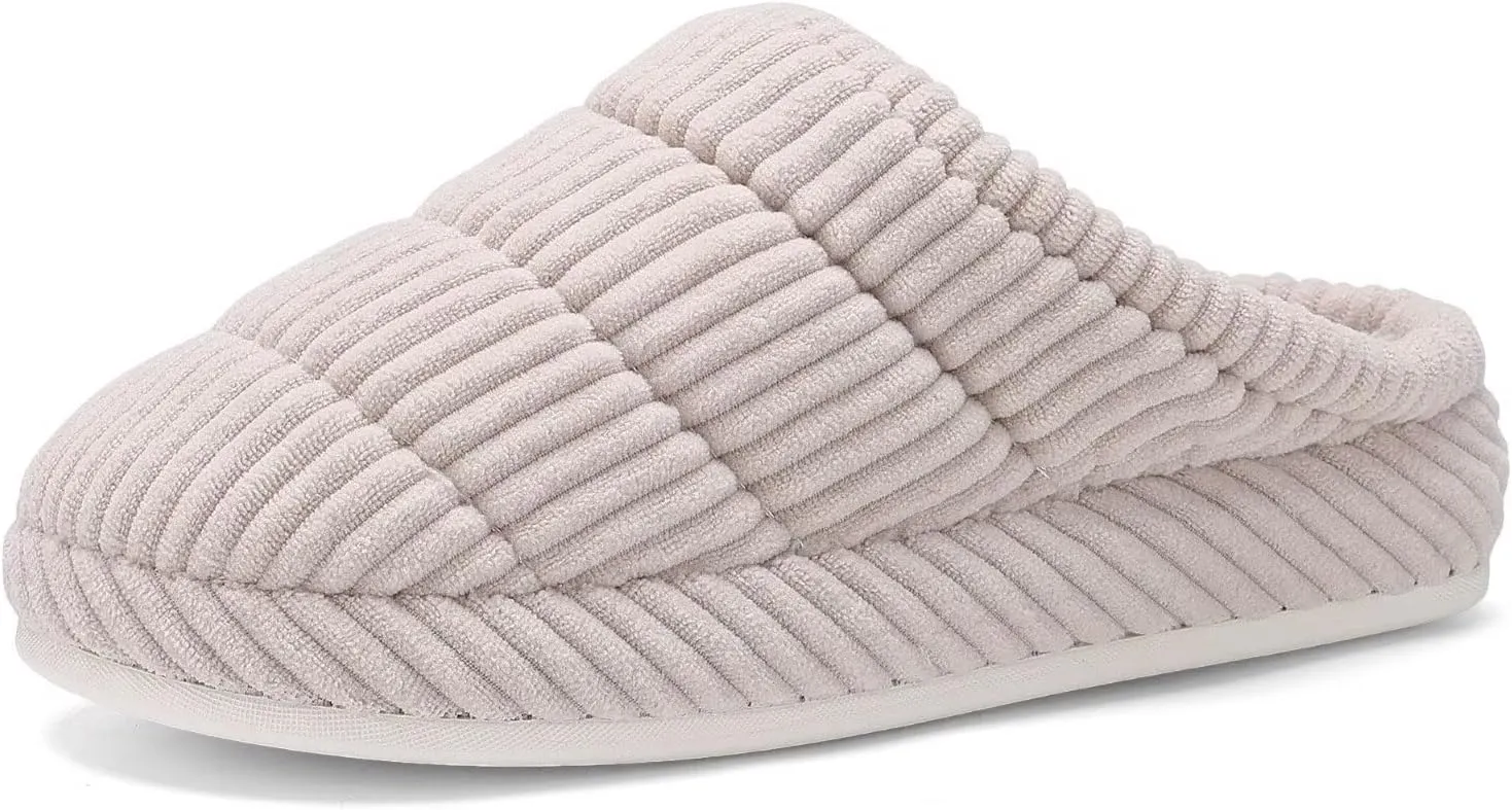 NineCiFun Women's Fuzzy House Slippers Corduroy Memory Foam Warm Slip On Slippers Comfy Bedroom Indoor Outdoor Shoes