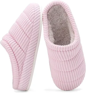 NineCiFun Women's Fuzzy House Slippers Corduroy Memory Foam Warm Slip On Slippers Comfy Bedroom Indoor Outdoor Shoes