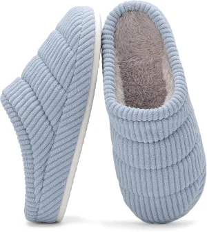 NineCiFun Women's Fuzzy House Slippers Corduroy Memory Foam Warm Slip On Slippers Comfy Bedroom Indoor Outdoor Shoes