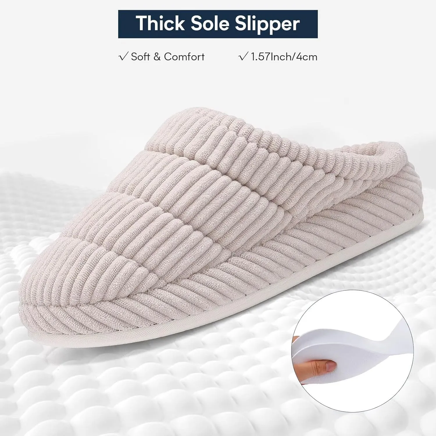 NineCiFun Women's Fuzzy House Slippers Corduroy Memory Foam Warm Slip On Slippers Comfy Bedroom Indoor Outdoor Shoes