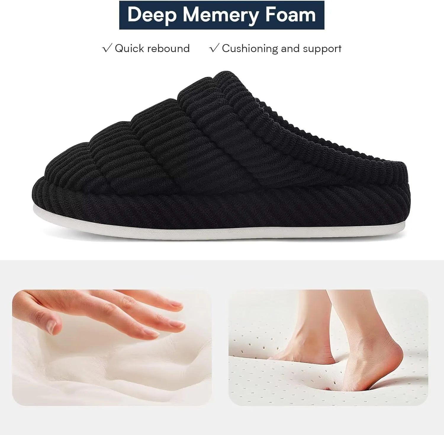 NineCiFun Women's Fuzzy House Slippers Corduroy Memory Foam Warm Slip On Slippers Comfy Bedroom Indoor Outdoor Shoes