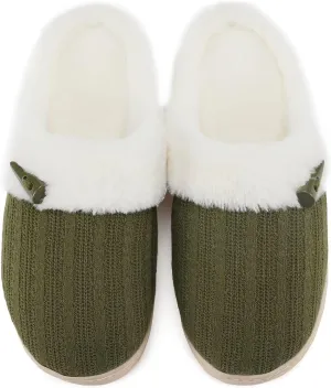 NineCiFun Women's Slip on Fuzzy House Slippers Memory Foam Slippers Scuff Outdoor Indoor Warm Plush Bedroom Shoes with Faux Fur Lining
