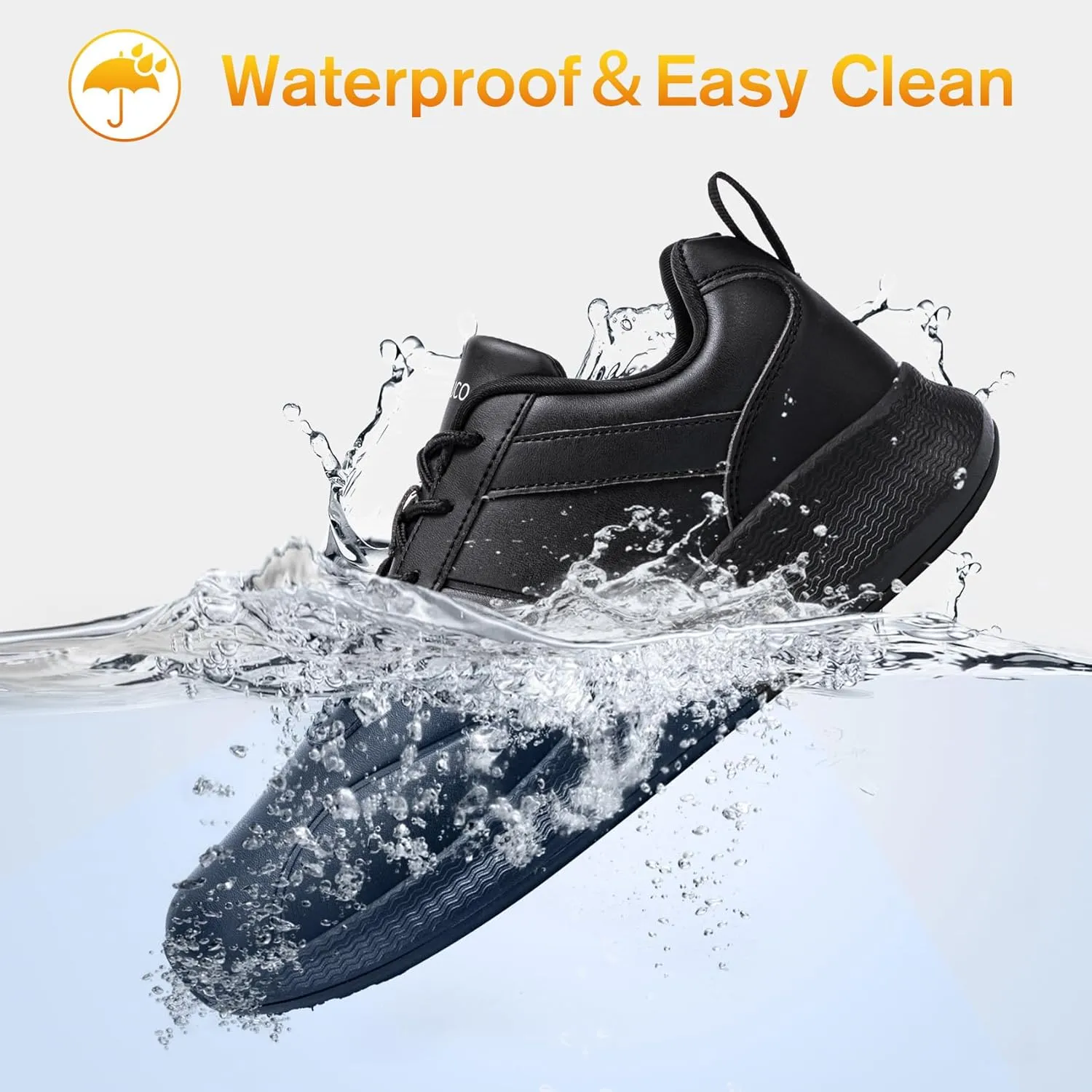Non Slip Work Shoes for Mens Slip On Sneakers Waterproof Chef Kitchen Shoe Comfortable Slip Resistant Restaurant Footwear Hombre Zapatos de Trabajo, Black