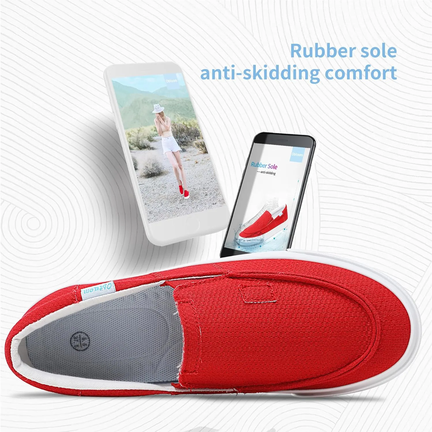 Obtaom Slip On Shoes Canvas Slip On Sneakers Comfy Arch Support Loafers Casual Canvas Fashion Sneaker