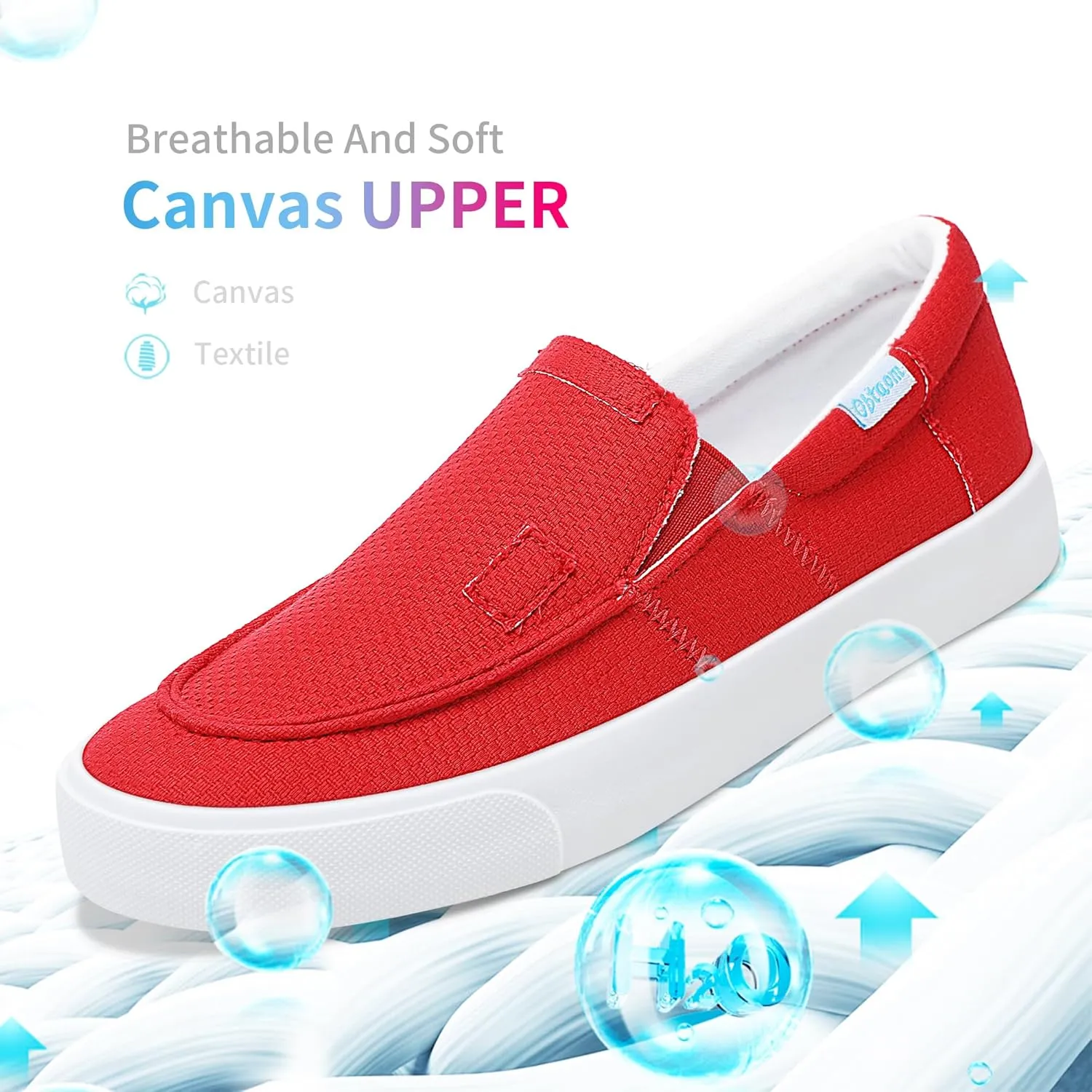 Obtaom Slip On Shoes Canvas Slip On Sneakers Comfy Arch Support Loafers Casual Canvas Fashion Sneaker