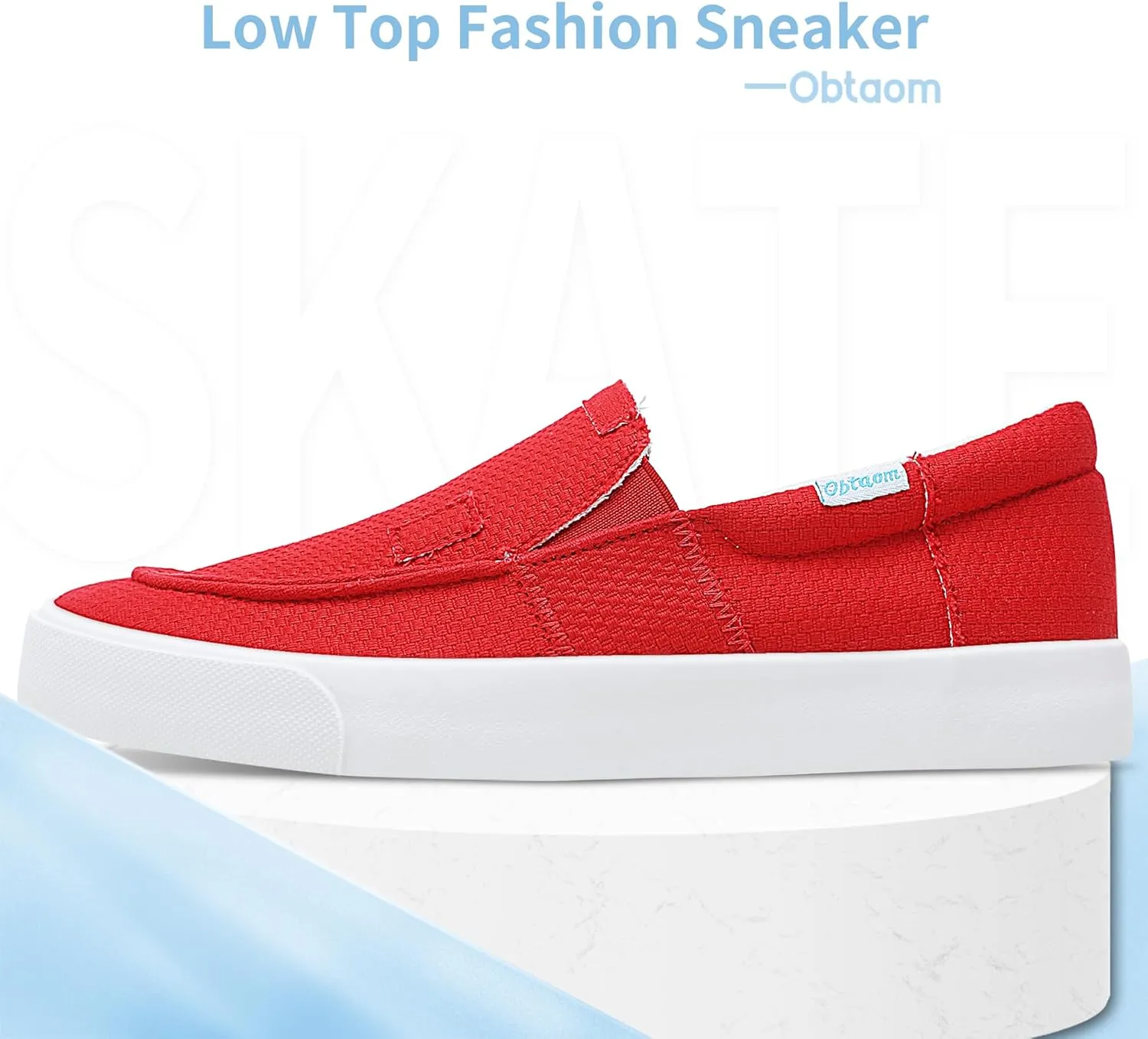 Obtaom Slip On Shoes Canvas Slip On Sneakers Comfy Arch Support Loafers Casual Canvas Fashion Sneaker