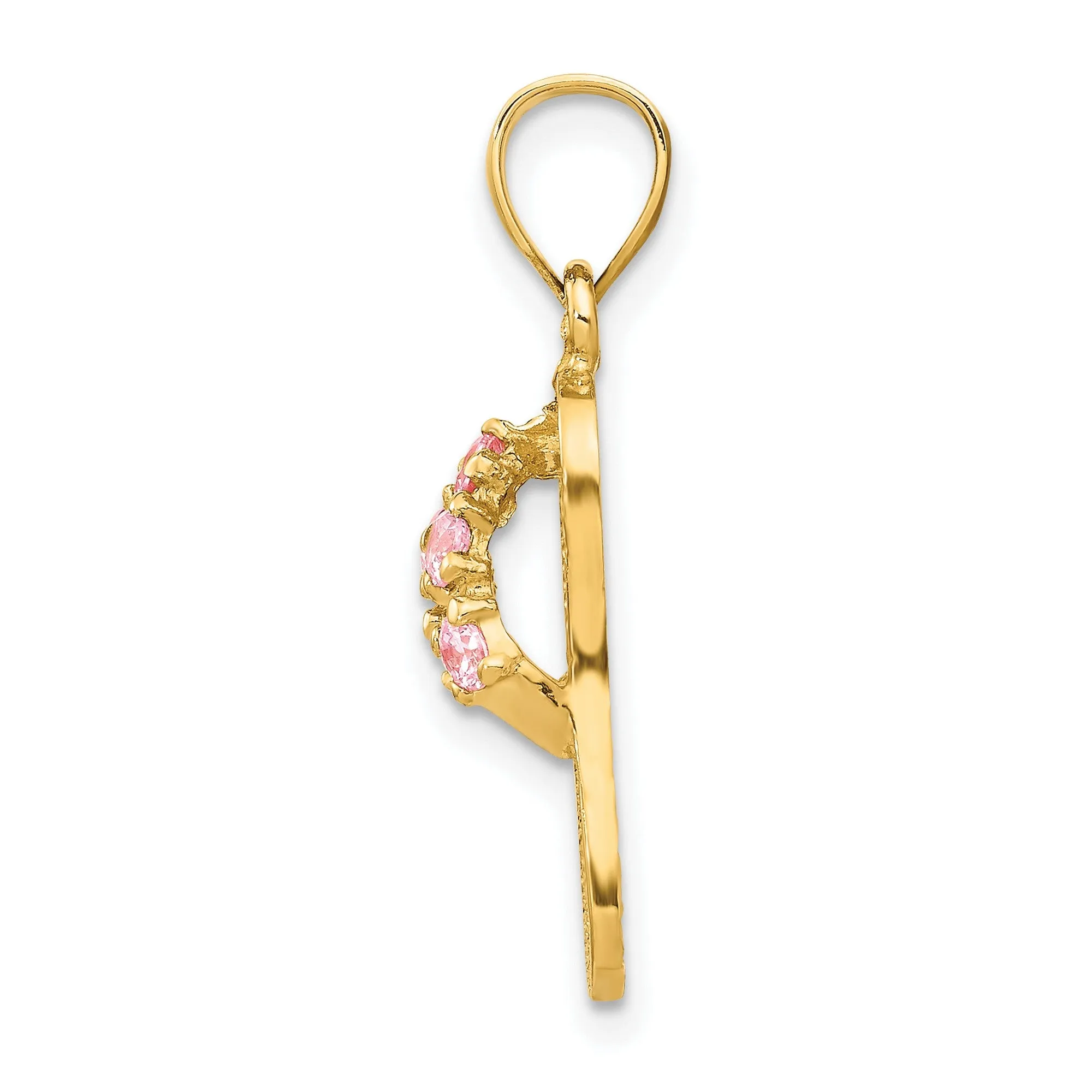 October CZ Birthstone Flip Flop Sandal Charm Pendant in Real 14k Yellow Gold