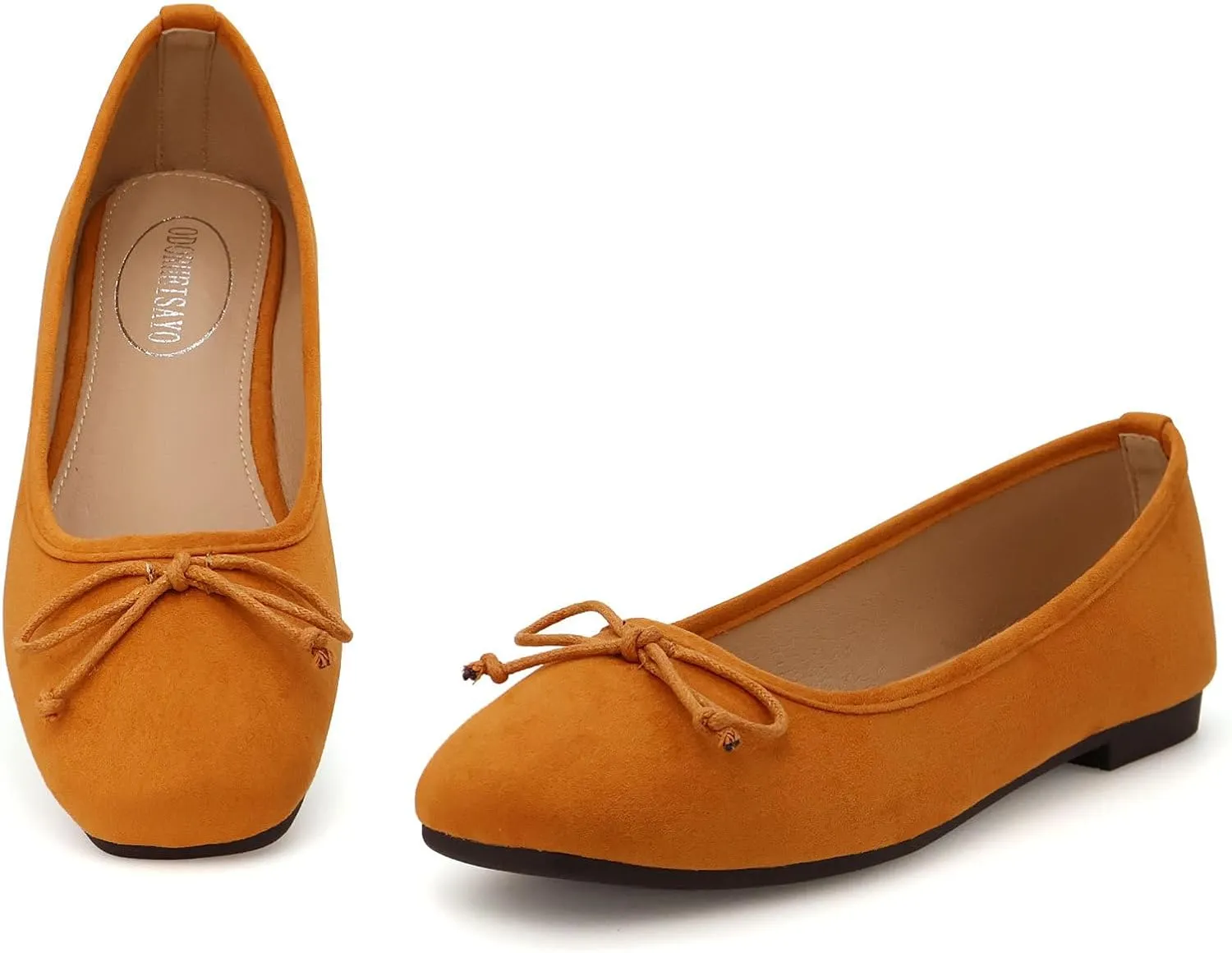 ODORHEISAYO Dress Shoes for Women Office Shoes, Square Toe Ballet Flats Shoes Casual, Cute Bows Flats for Women, Comfort Slip ons Womens Shoes Dressy for Holiday Wedding Work Party