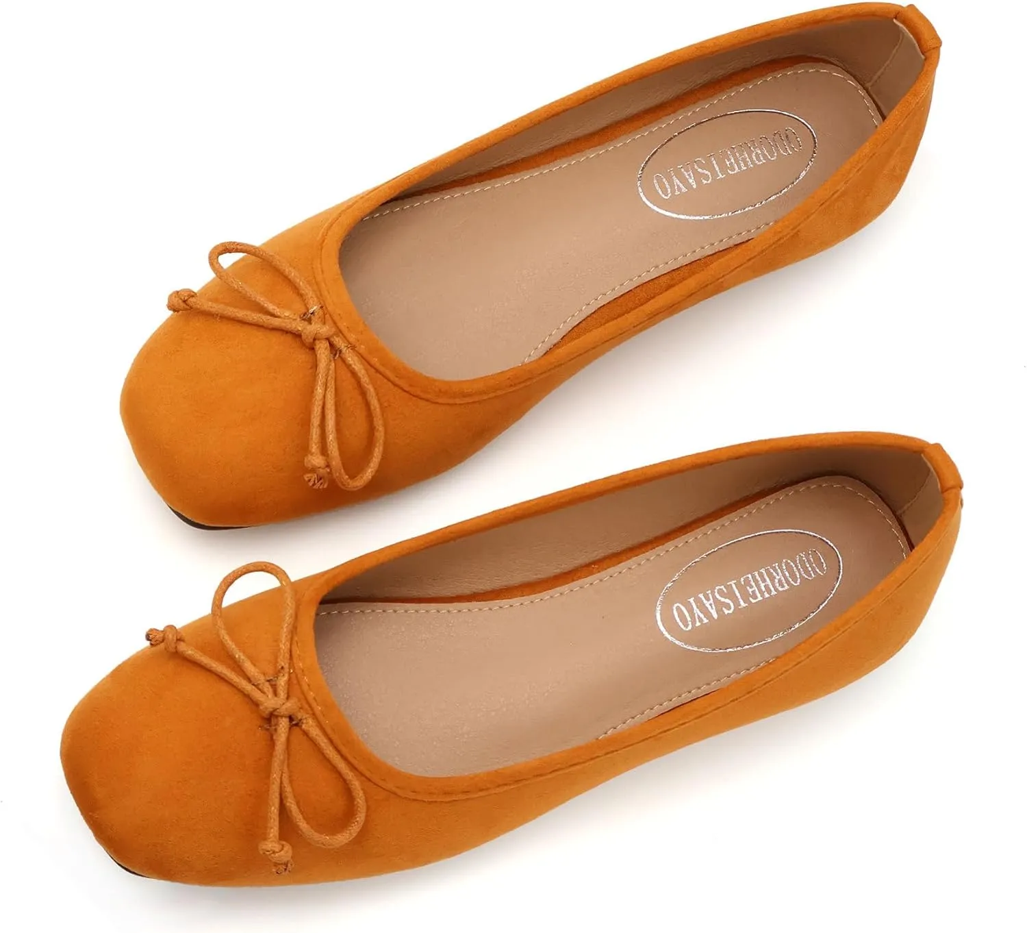 ODORHEISAYO Dress Shoes for Women Office Shoes, Square Toe Ballet Flats Shoes Casual, Cute Bows Flats for Women, Comfort Slip ons Womens Shoes Dressy for Holiday Wedding Work Party