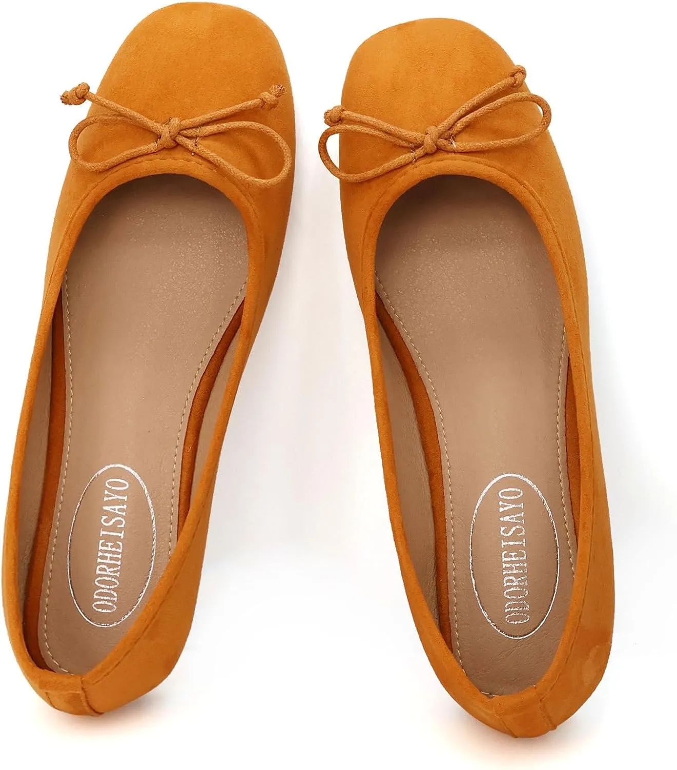 ODORHEISAYO Dress Shoes for Women Office Shoes, Square Toe Ballet Flats Shoes Casual, Cute Bows Flats for Women, Comfort Slip ons Womens Shoes Dressy for Holiday Wedding Work Party