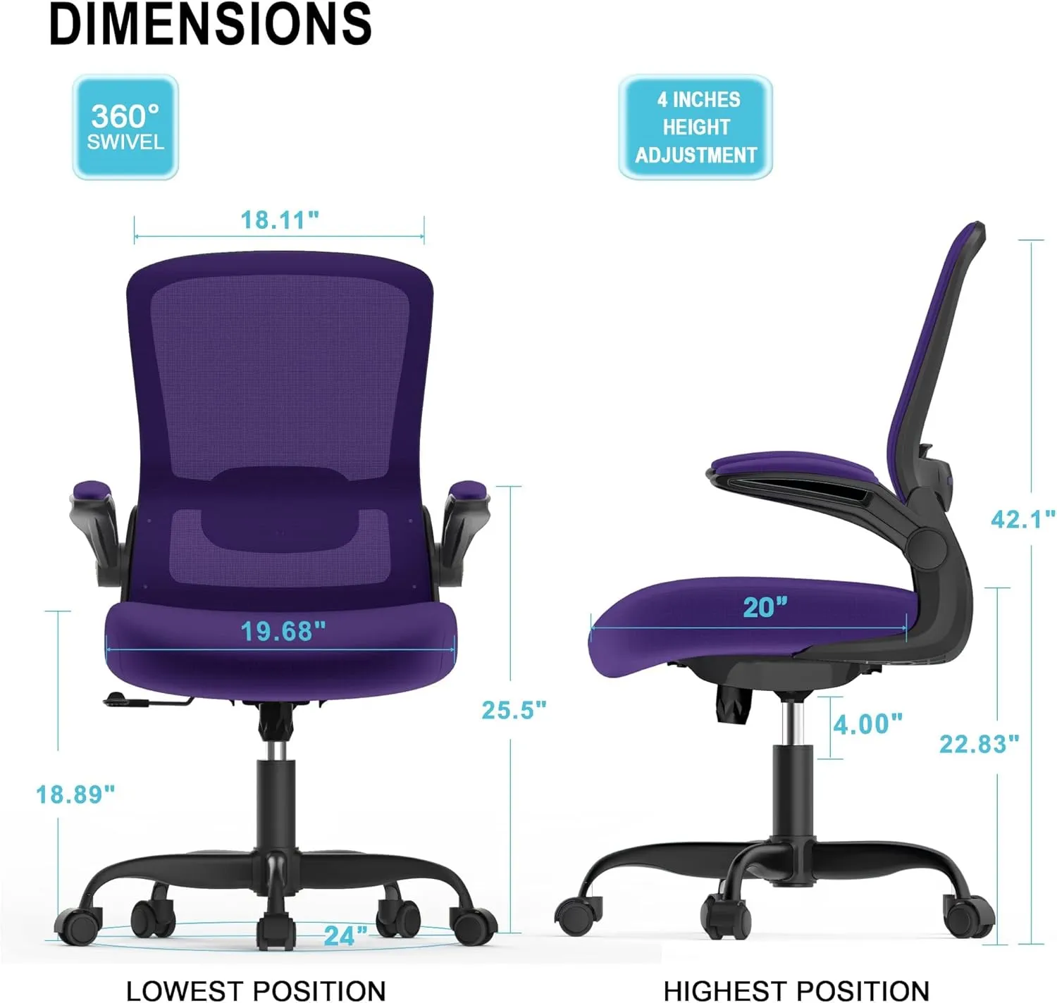 Office Chair, Ergonomic Desk Chair with Adjustable Lumbar Support, High Back Mesh Computer Chair with Flip-up Armrests-BIFMA Passed Task Chairs, Executive Chair for Home Office