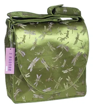 Olive Green Dragonfly Brocade Diaper Bags 12x12x4 Messenger Bag/Laptop Shoulder Bag