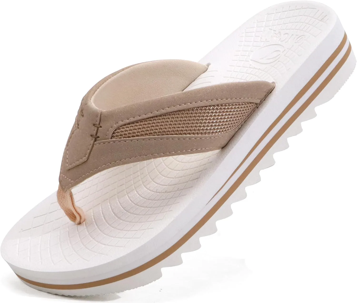 ONCAI Men's Flip Flops with Arch Support Orthotic Cushion Recovery Walking Slide Sandals for Men with Platform Summer Comfortable Soft Rubber Soles（US Size 7-15）